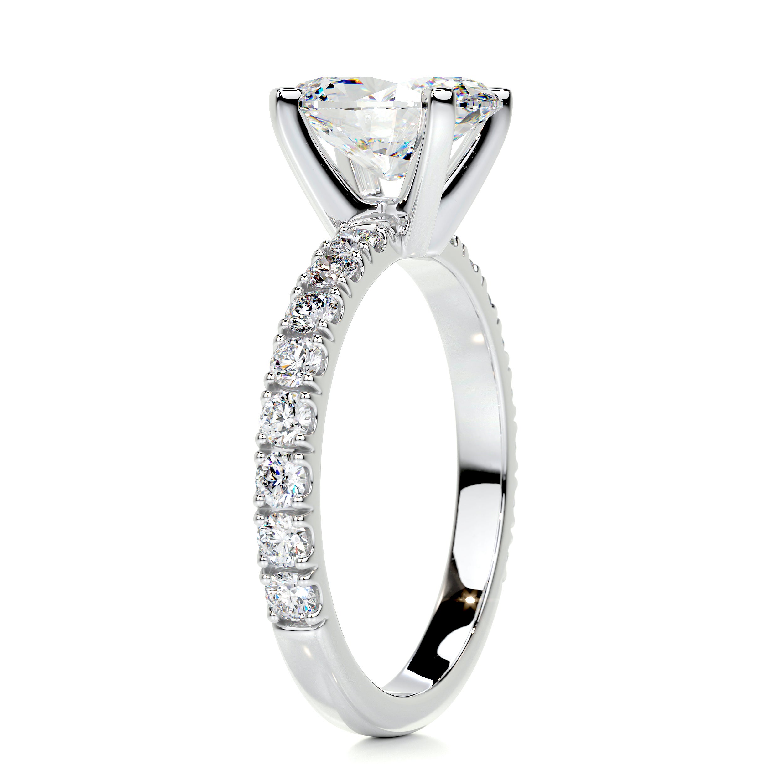 Alison Moissanite & Diamonds Ring   (2.65 Carat) -14K White Gold