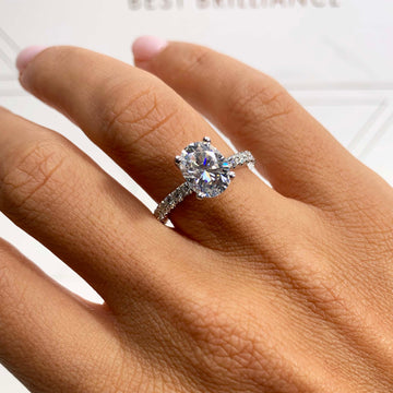 Alison Moissanite & Diamond Ring -14K White Gold