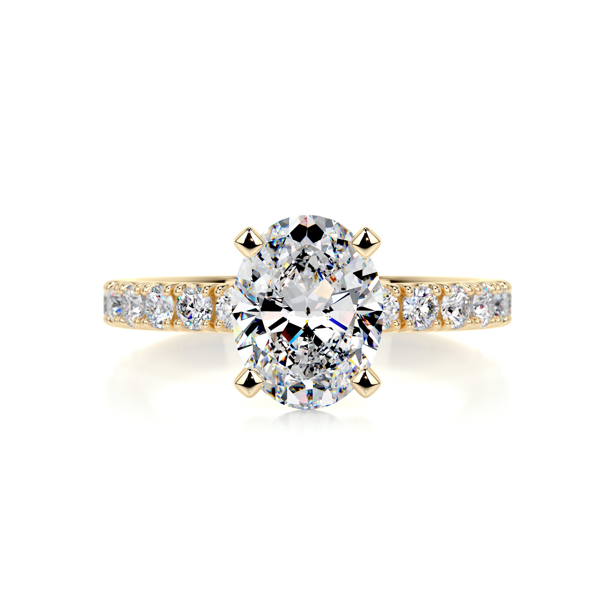 Alison Moissanite & Diamonds Ring -18K Yellow Gold
