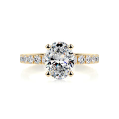 Alison Moissanite & Diamond Ring -18K Yellow Gold