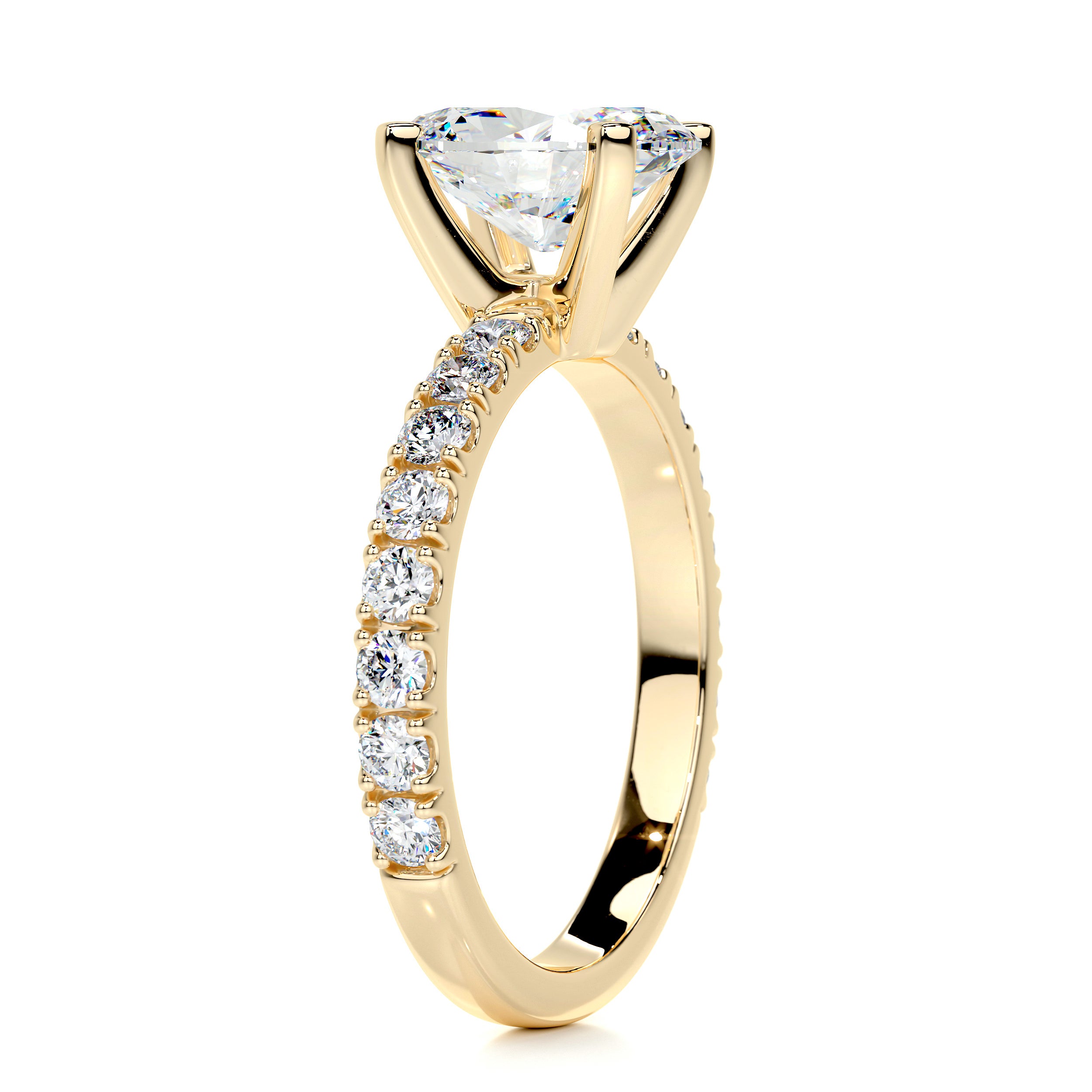 Alison Moissanite & Diamonds Ring   (2.65 Carat) -18K Yellow Gold