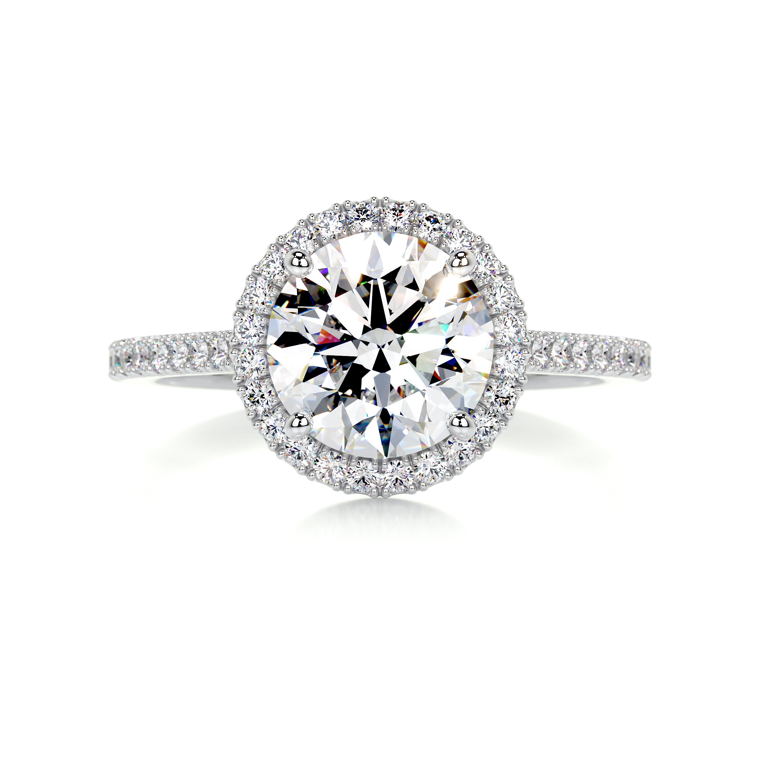 Layla Moissanite & Diamonds Ring   (3.5 Carat) - 14K White Gold