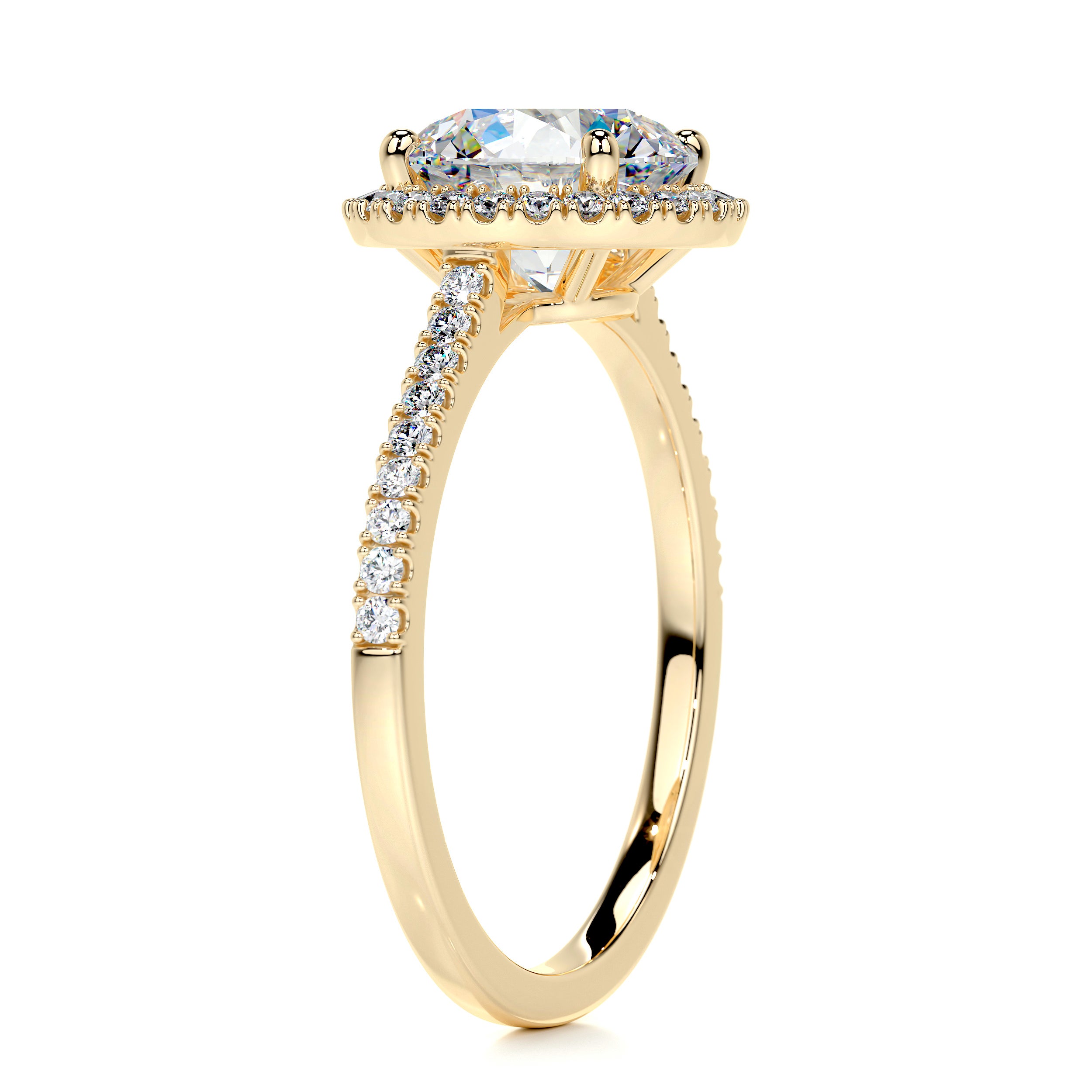 Layla Moissanite & Diamonds Ring   (3.5 Carat) - 18K Yellow Gold