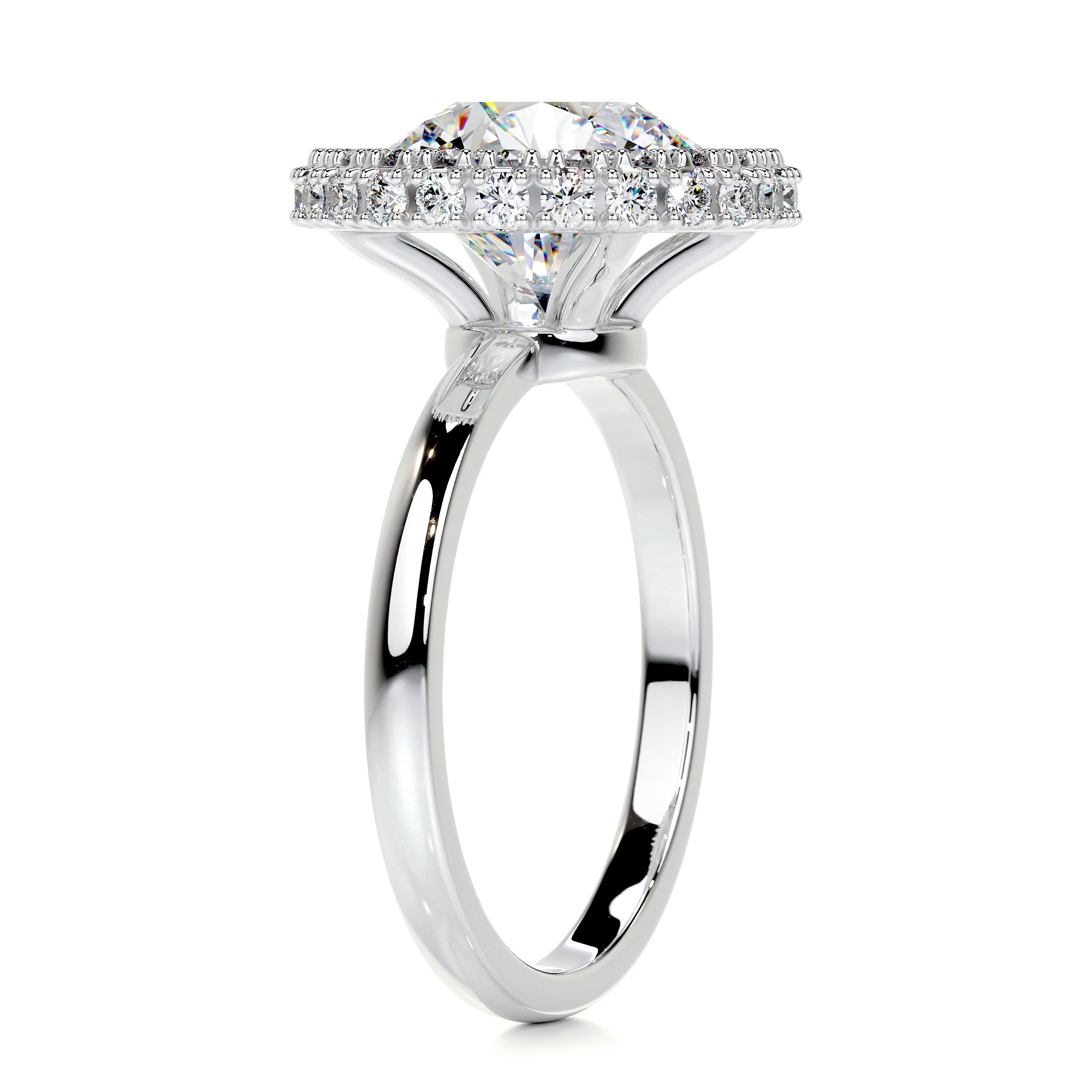 Rosalie Moissanite & Diamonds Ring   (3.25 Carat) -18K White Gold