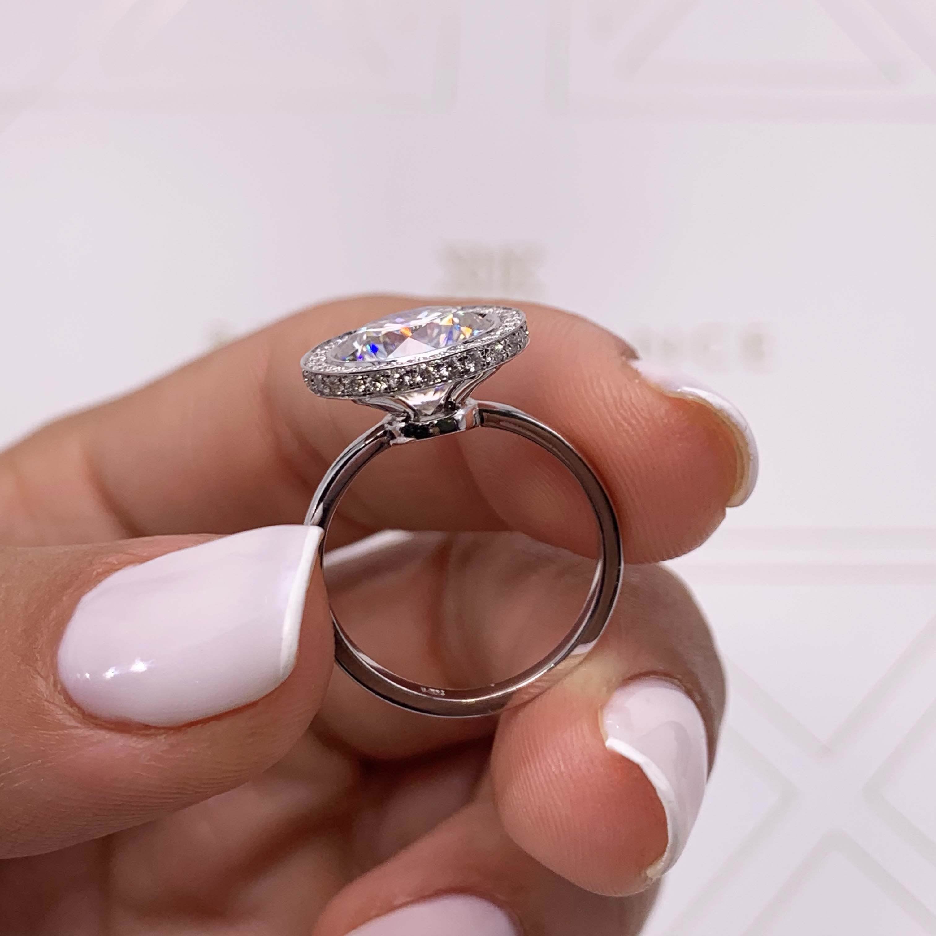Rosalie Moissanite & Diamonds Ring   (3.25 Carat) -14K White Gold