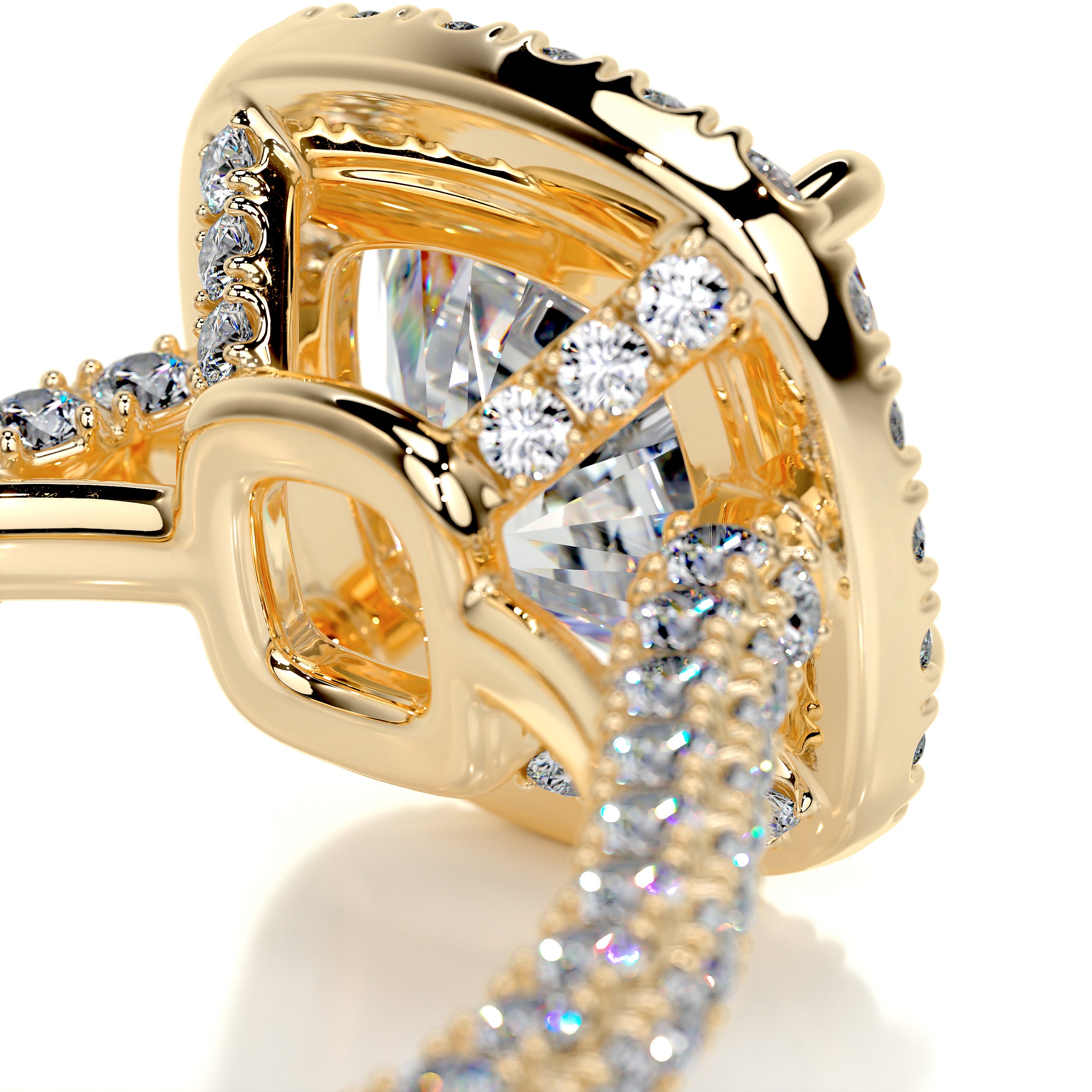 Annabelle Moissanite & Diamonds Ring   (3.25 Carat) -18K Yellow Gold