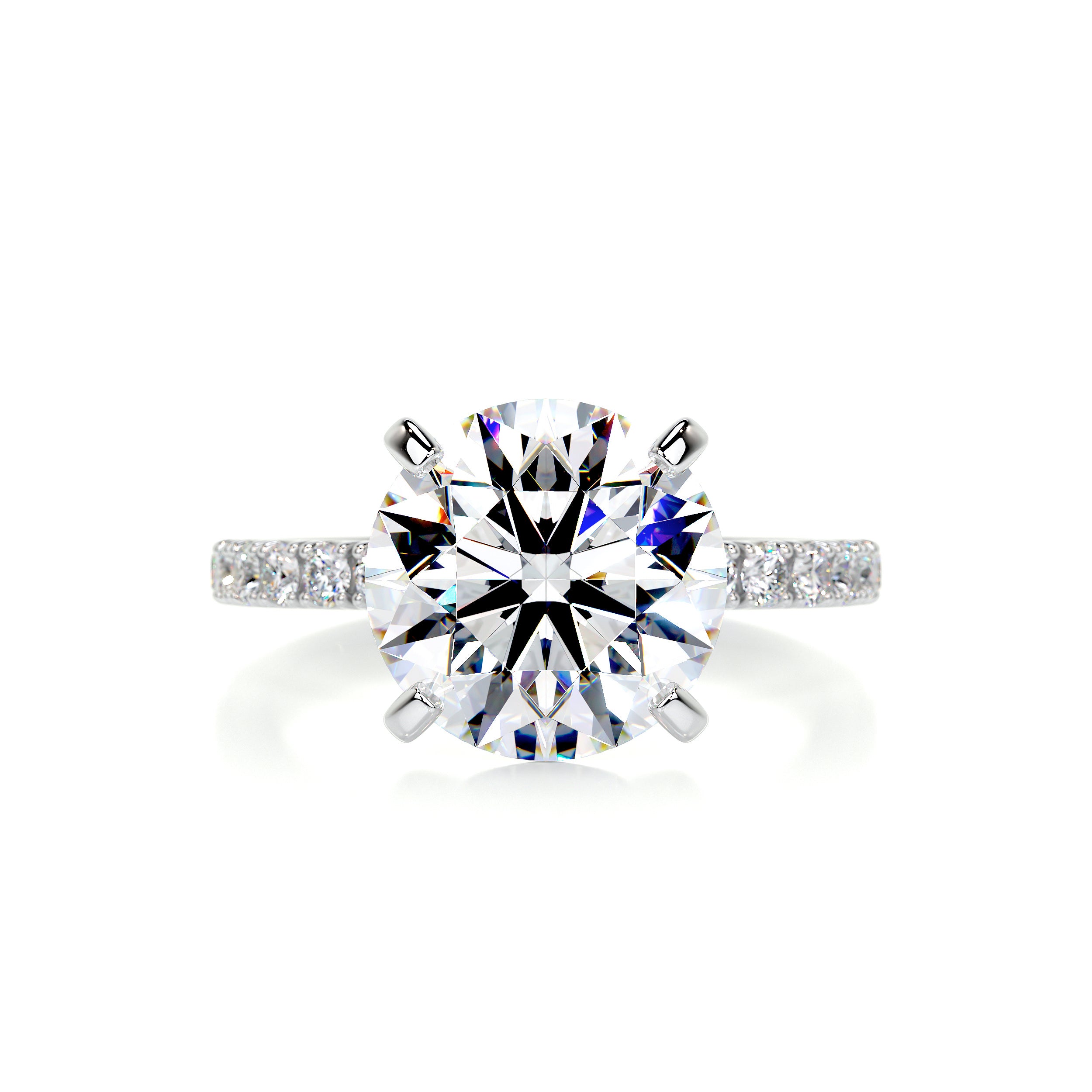 Alison Moissanite & Diamonds Ring   (5.5 Carat) -14K White Gold