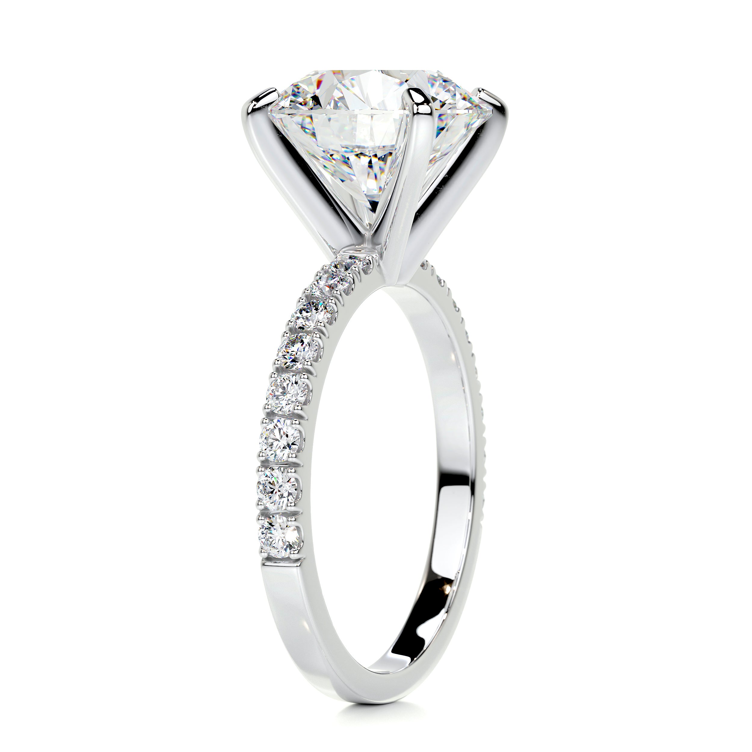 Alison Moissanite & Diamonds Ring   (5.5 Carat) -14K White Gold