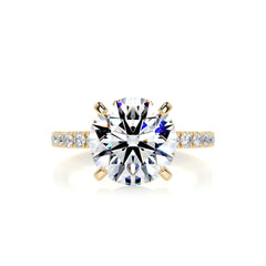 Alison Moissanite & Diamond Ring -18K Yellow Gold