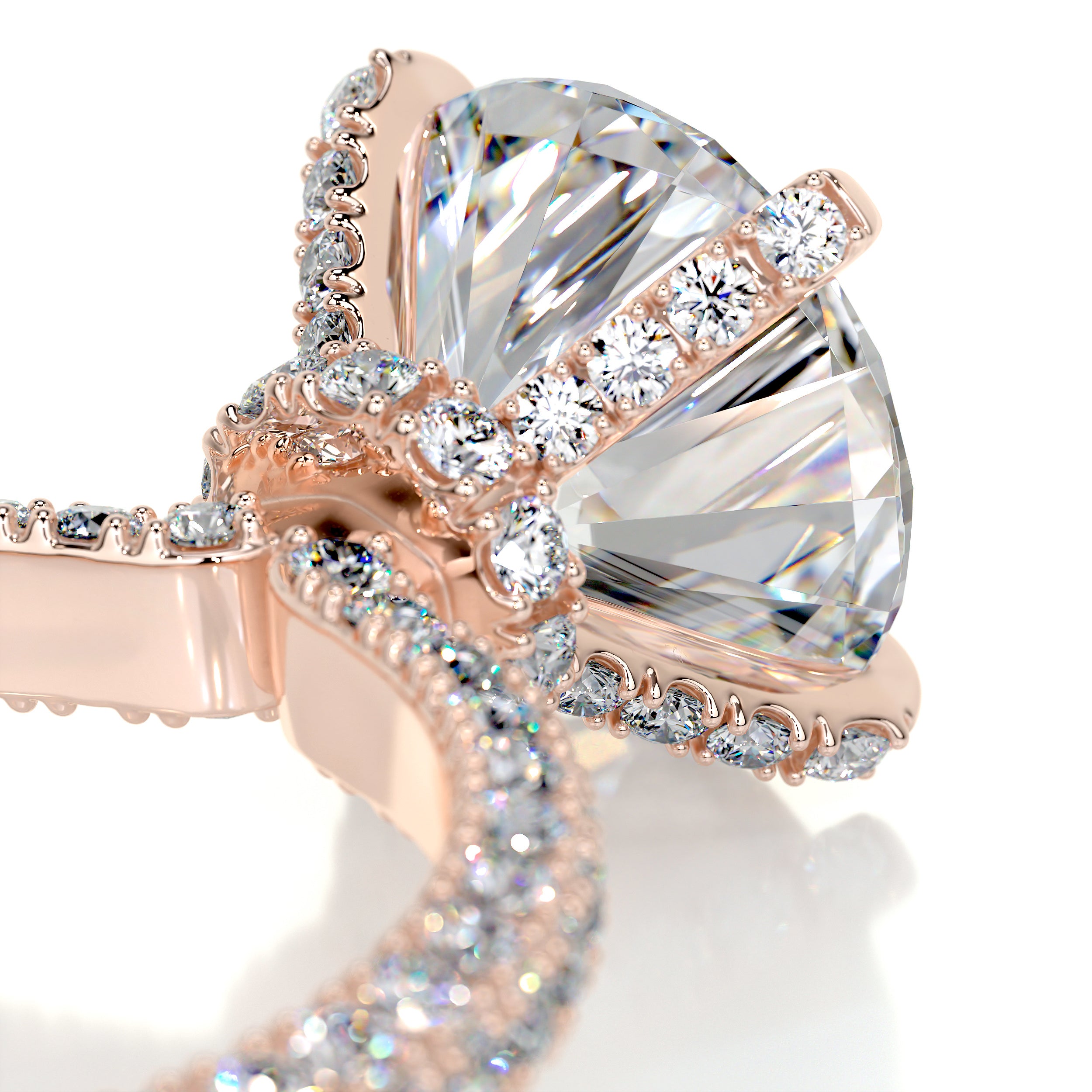 Milly Moissanite & Diamonds Ring   (4.12 Carat) -14K Rose Gold