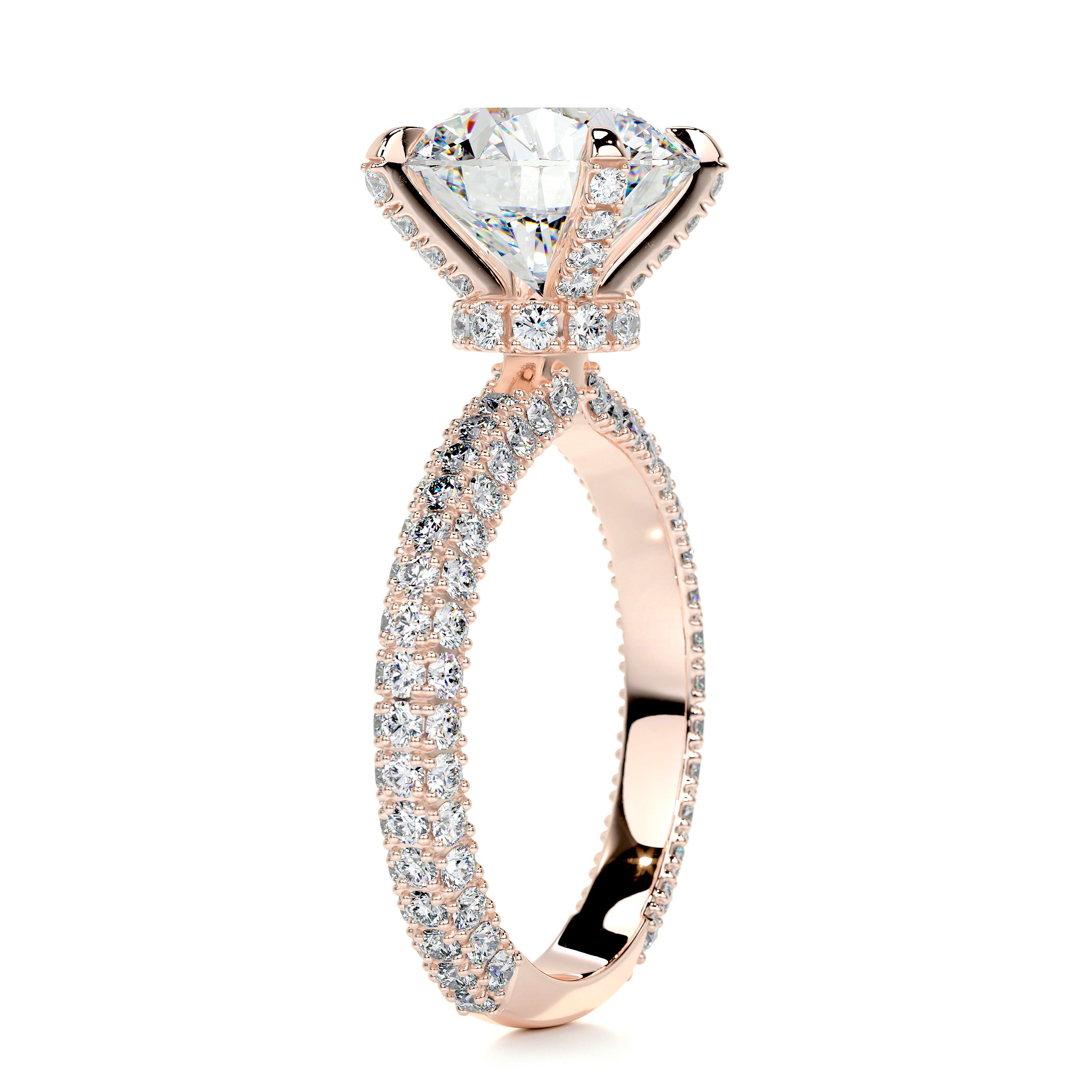 Milly Moissanite & Diamonds Ring   (4.12 Carat) -14K Rose Gold