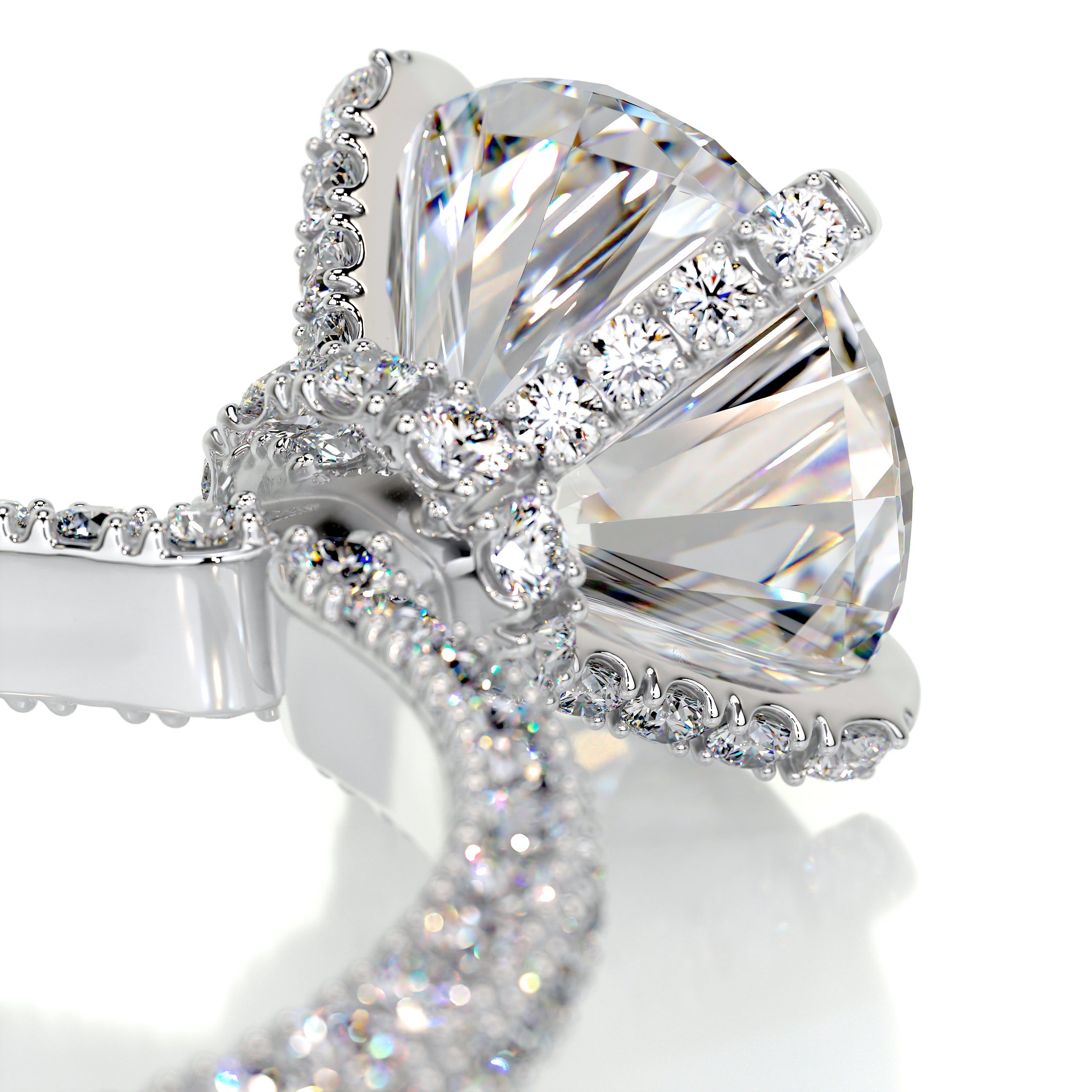 Milly Moissanite & Diamonds Ring   (4.12 Carat) -18K White Gold
