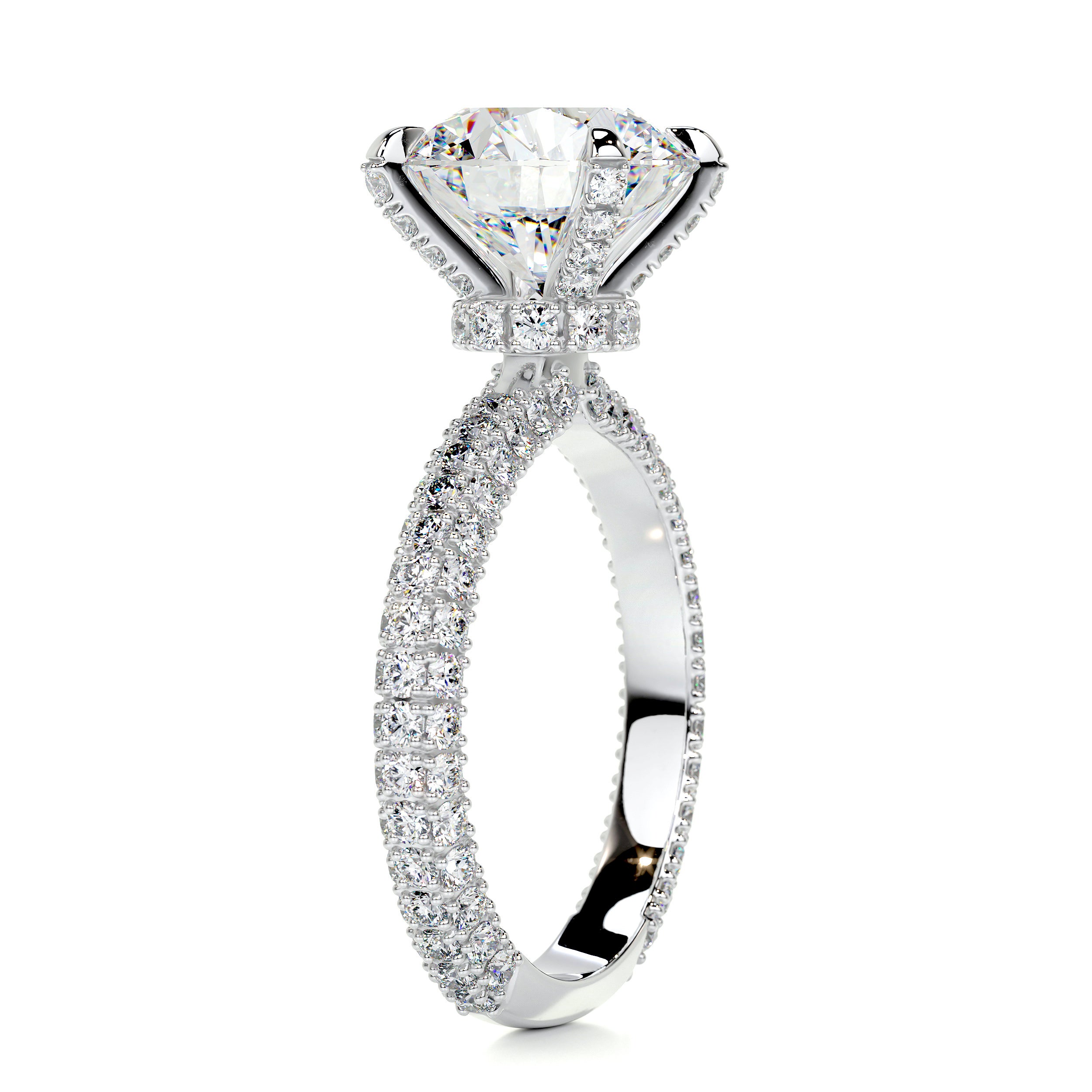 Milly Moissanite & Diamonds Ring   (4.12 Carat) -18K White Gold