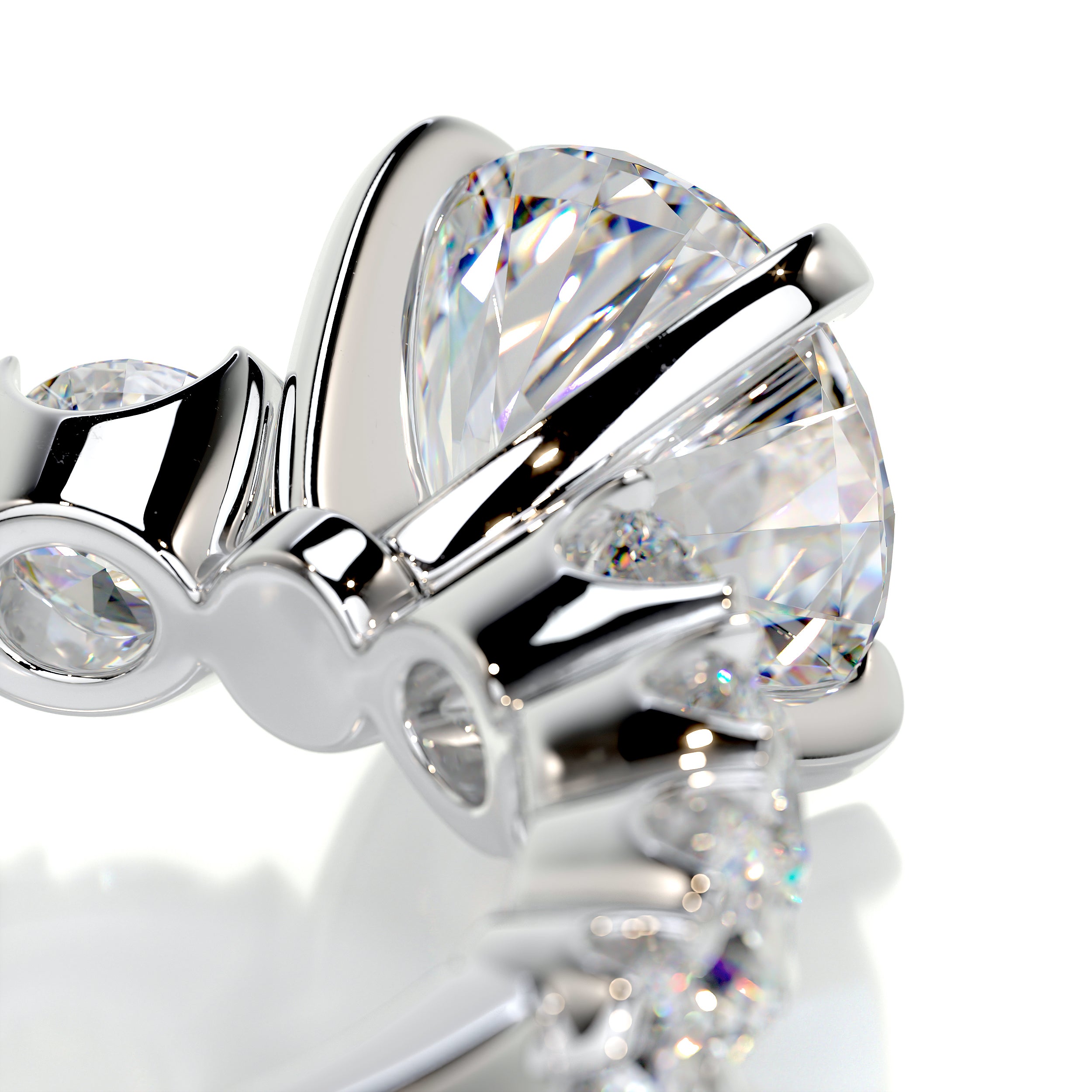 Mai Moissanite & Diamonds Ring   (3 Carat) -18K White Gold