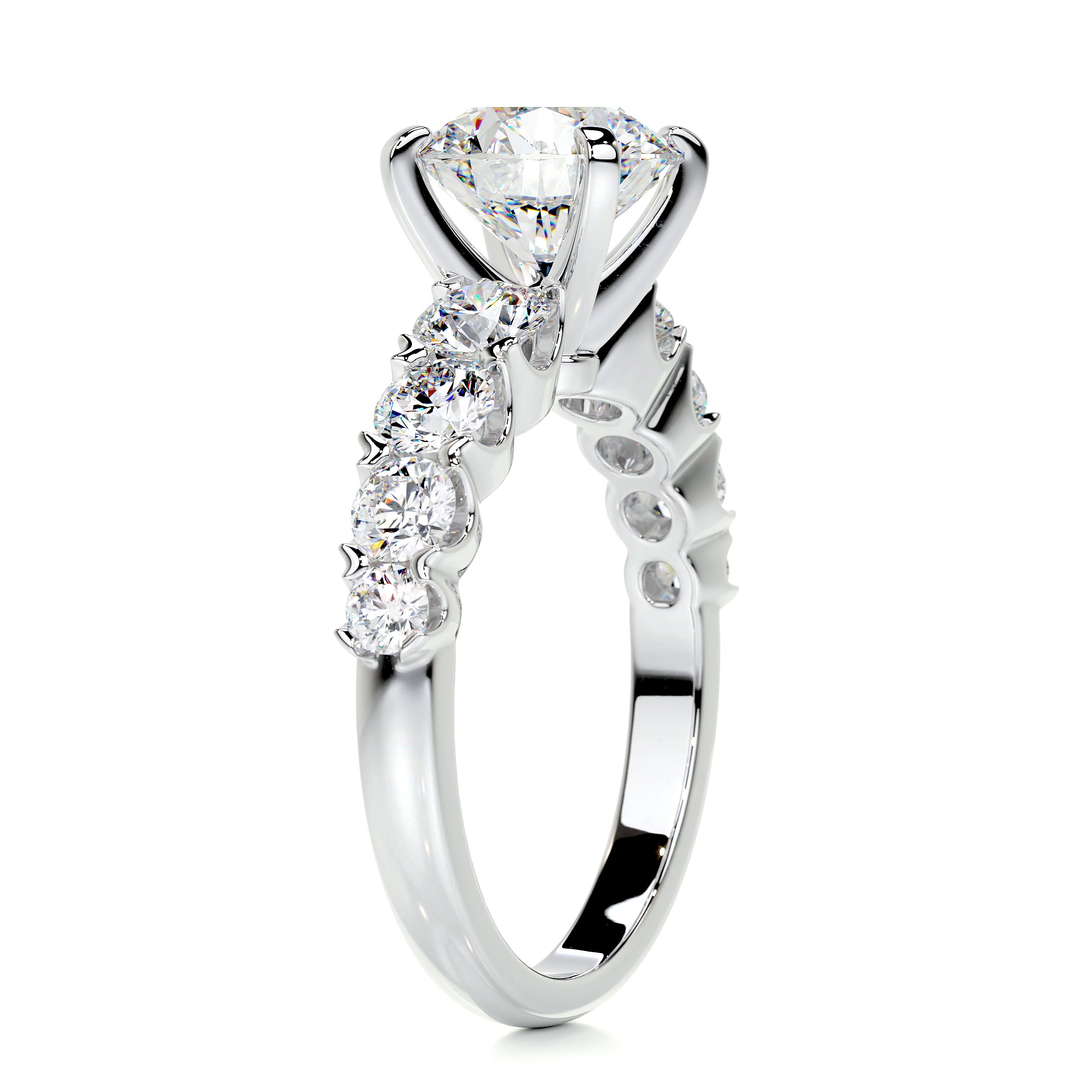 Mai Moissanite & Diamonds Ring   (3 Carat) -14K White Gold