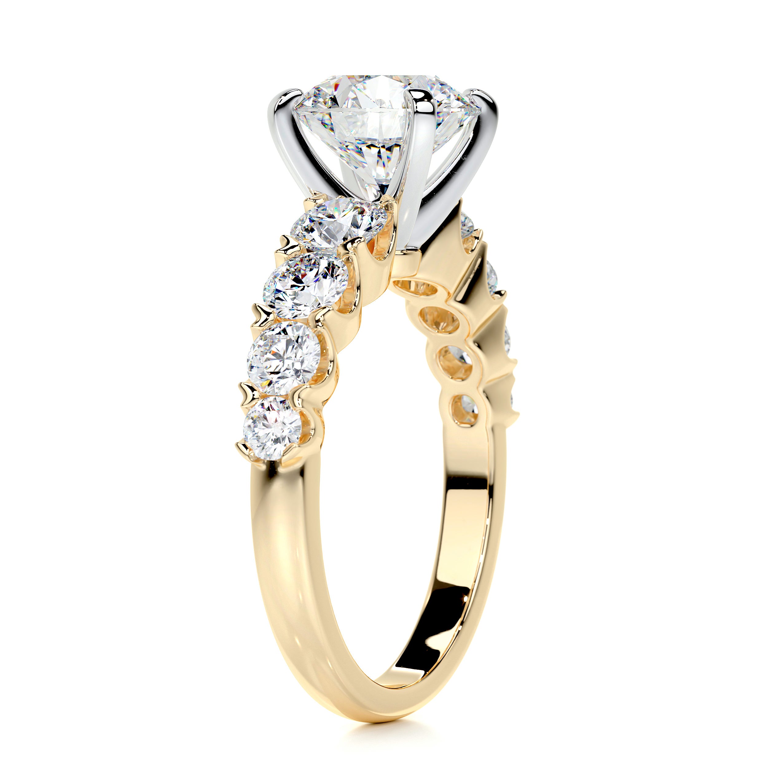 Mai Moissanite & Diamonds Ring   (3 Carat) -18K Yellow Gold