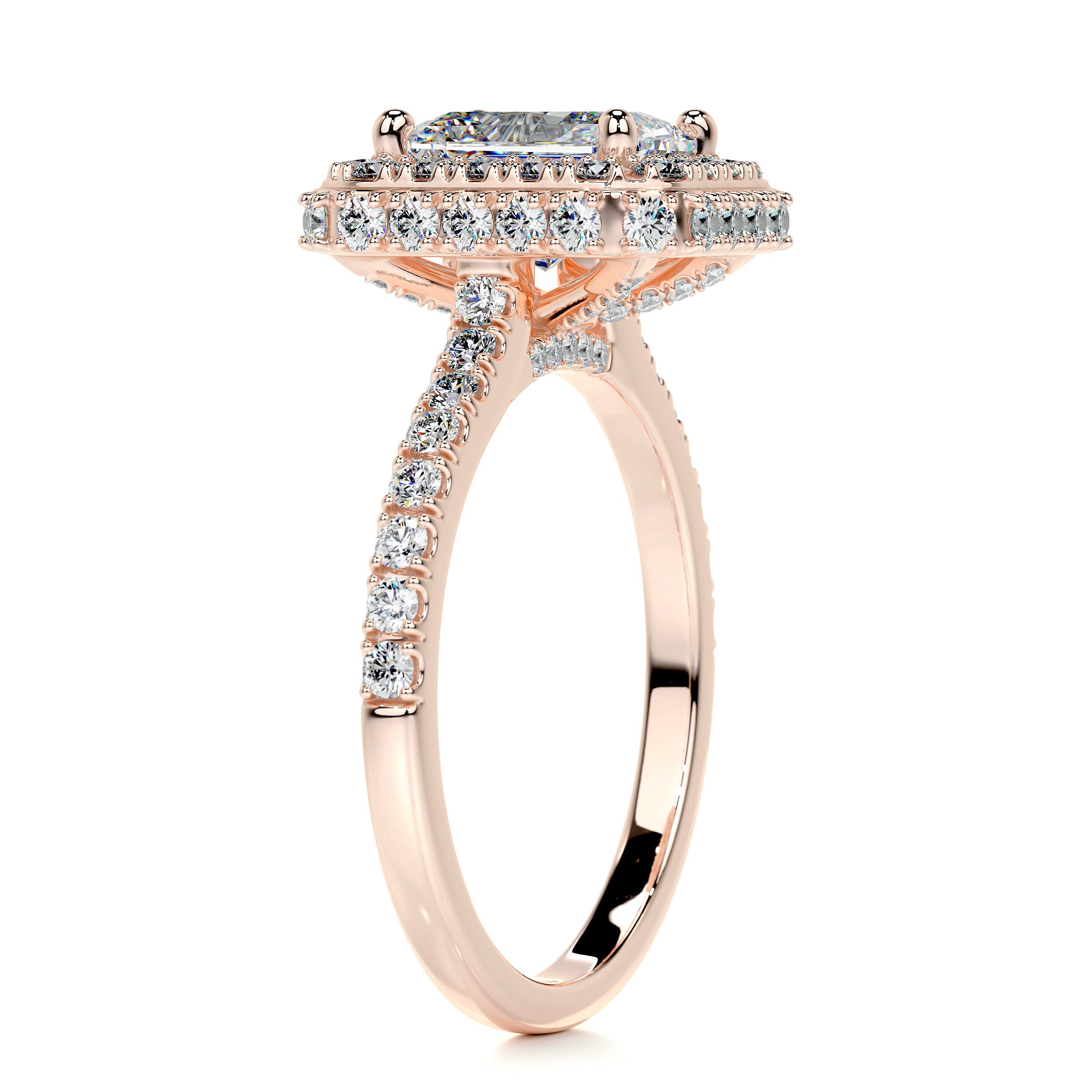 Lana Moissanite & Diamonds Ring   (2.5 Carat) -14K Rose Gold