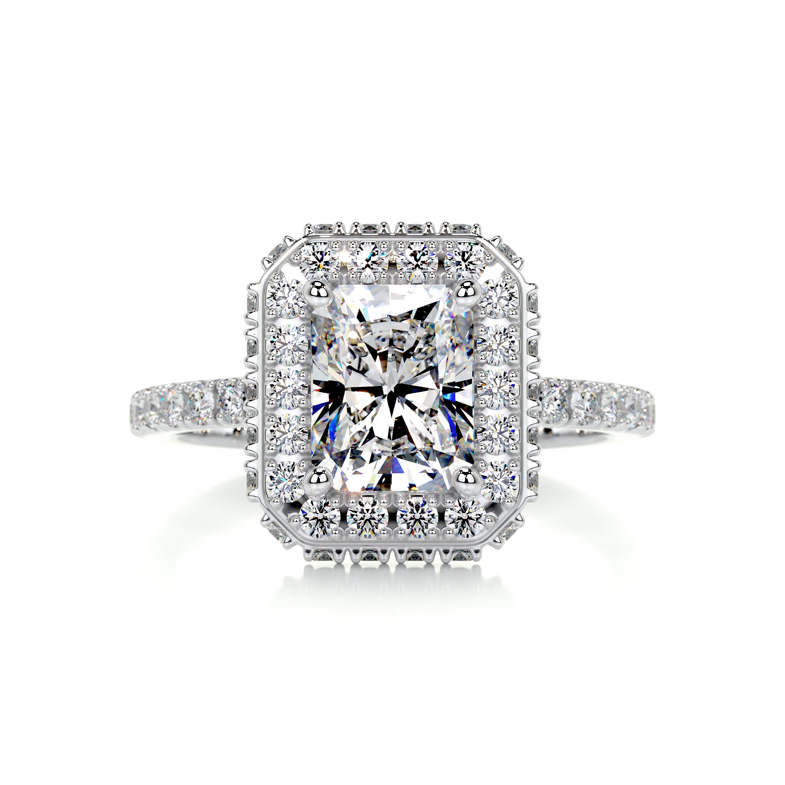 Lana Moissanite & Diamonds Ring   (2.5 Carat) -18K White Gold