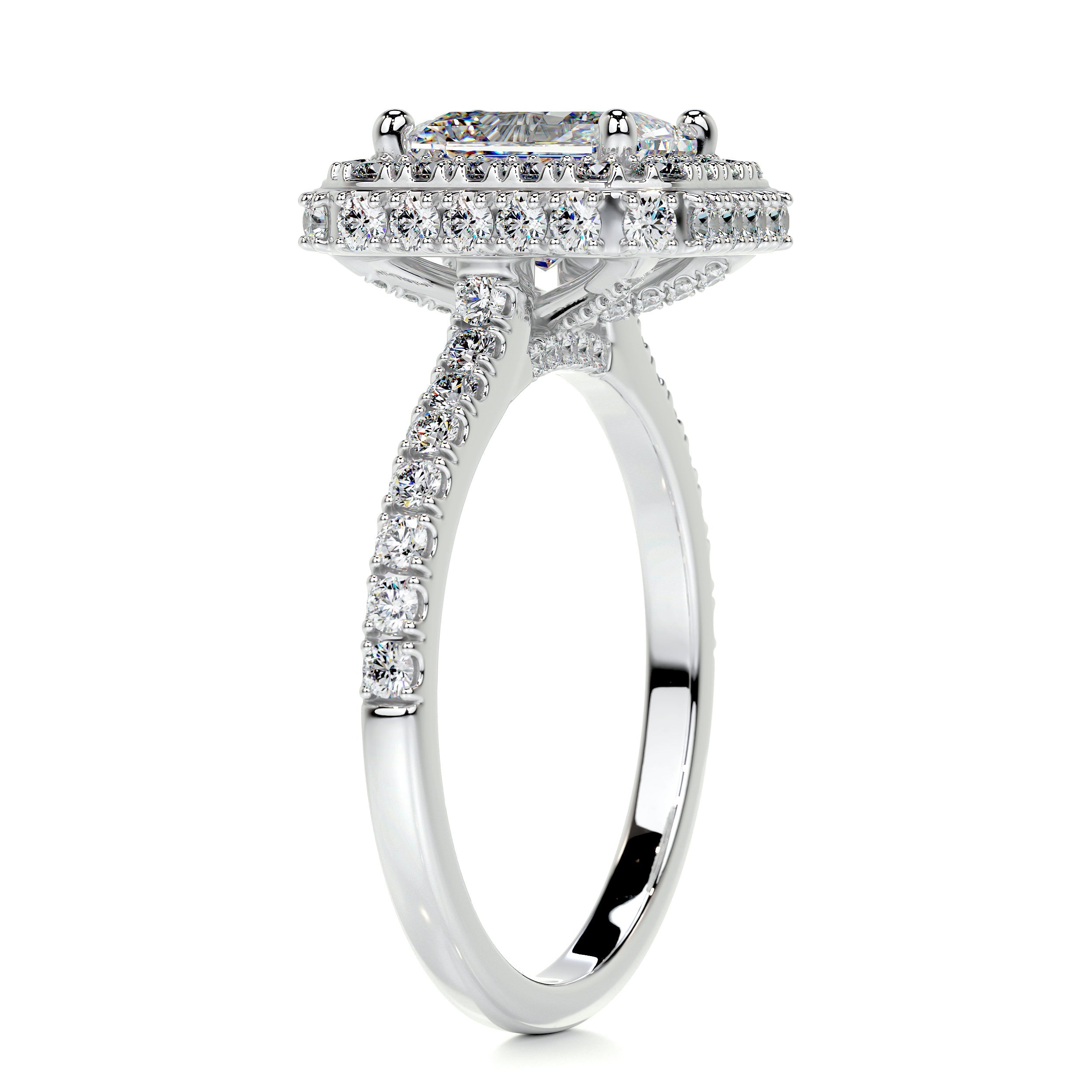 Lana Moissanite & Diamonds Ring   (2.5 Carat) -14K White Gold