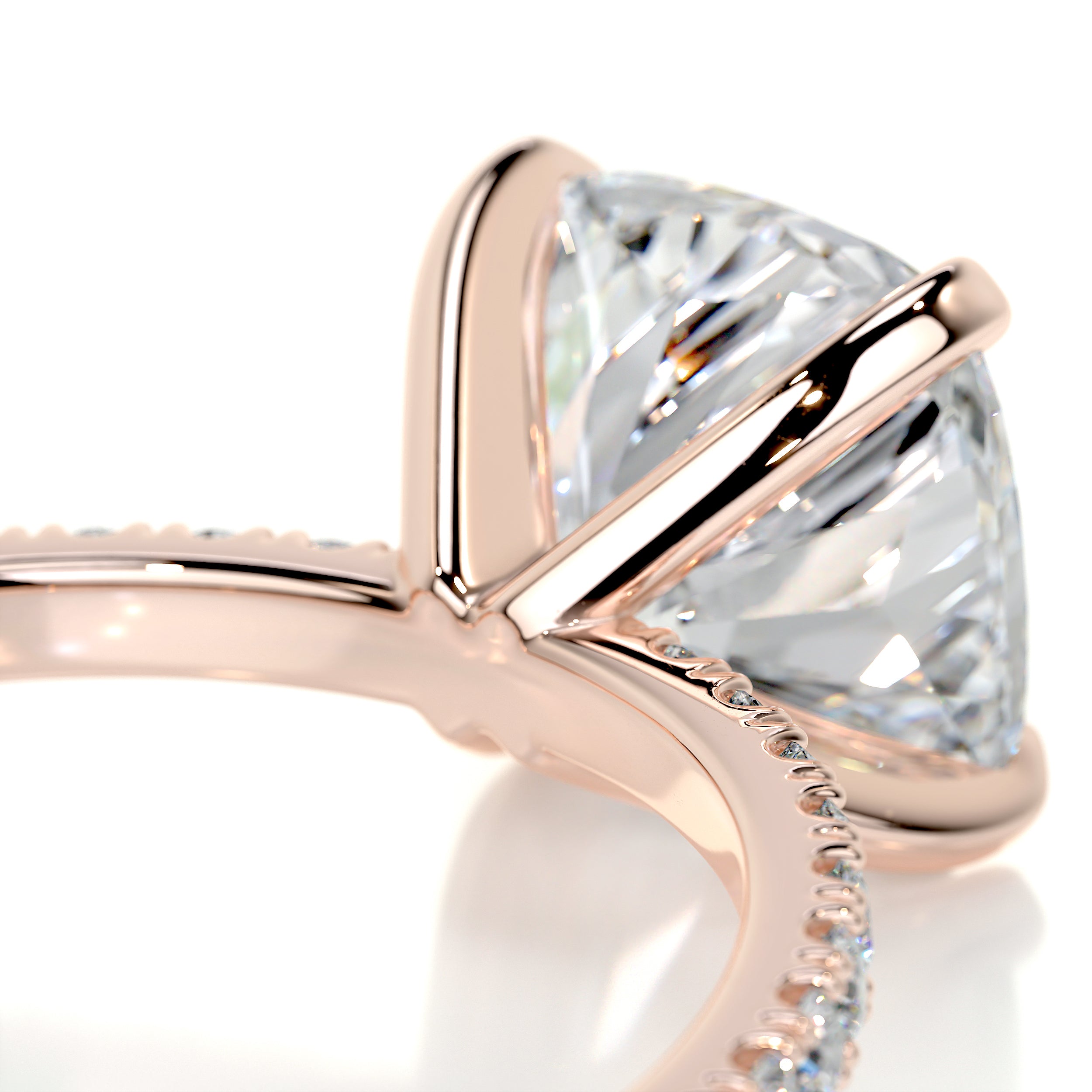 Stephanie Moissanite & Diamonds Ring   (2.8 Carat) -14K Rose Gold