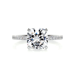 Stephanie Moissanite & Diamond Ring -18K White Gold