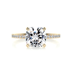 Stephanie Moissanite & Diamond Ring -18K Yellow Gold