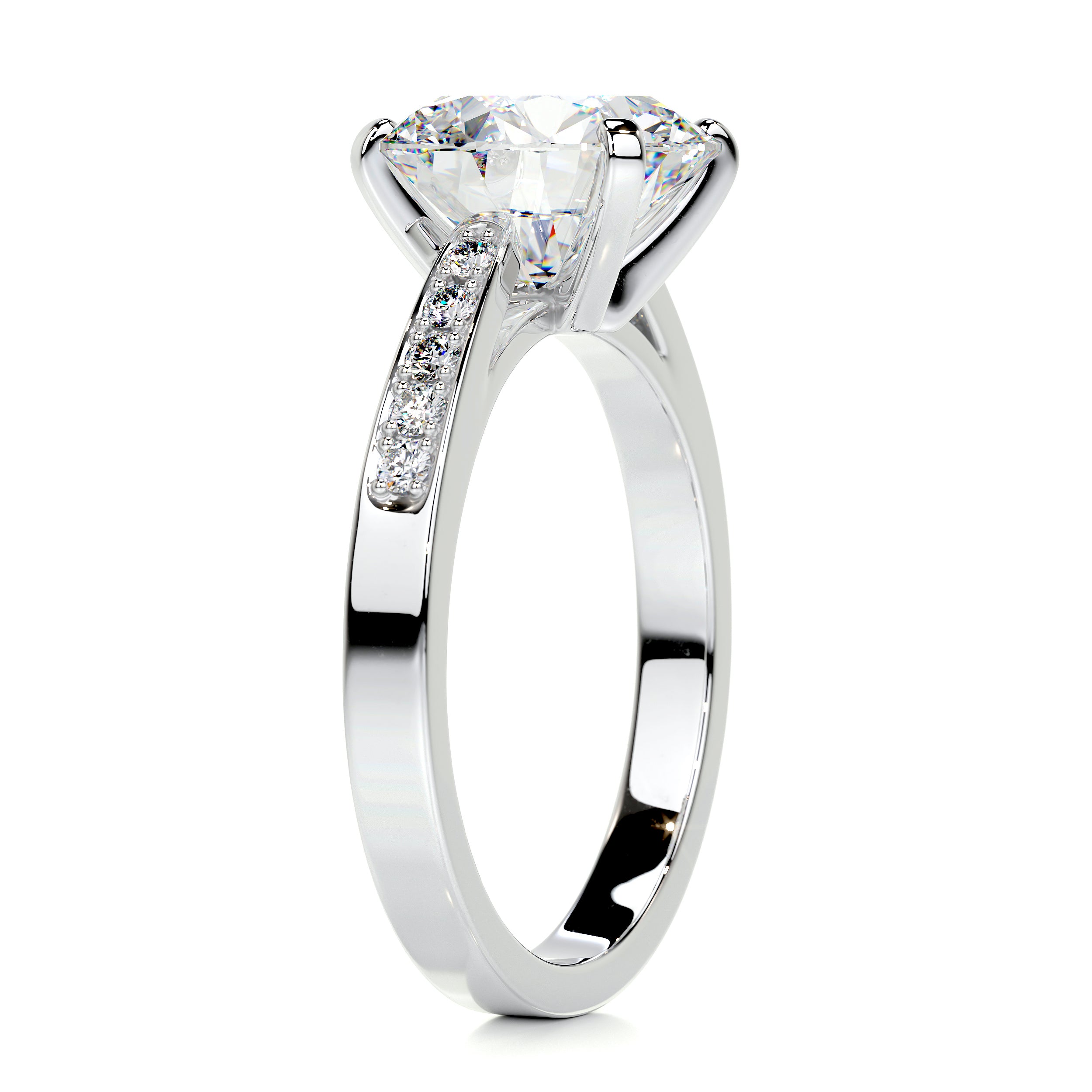 Margaret Moissanite & Diamonds Ring   (3.22 Carat) -14K White Gold
