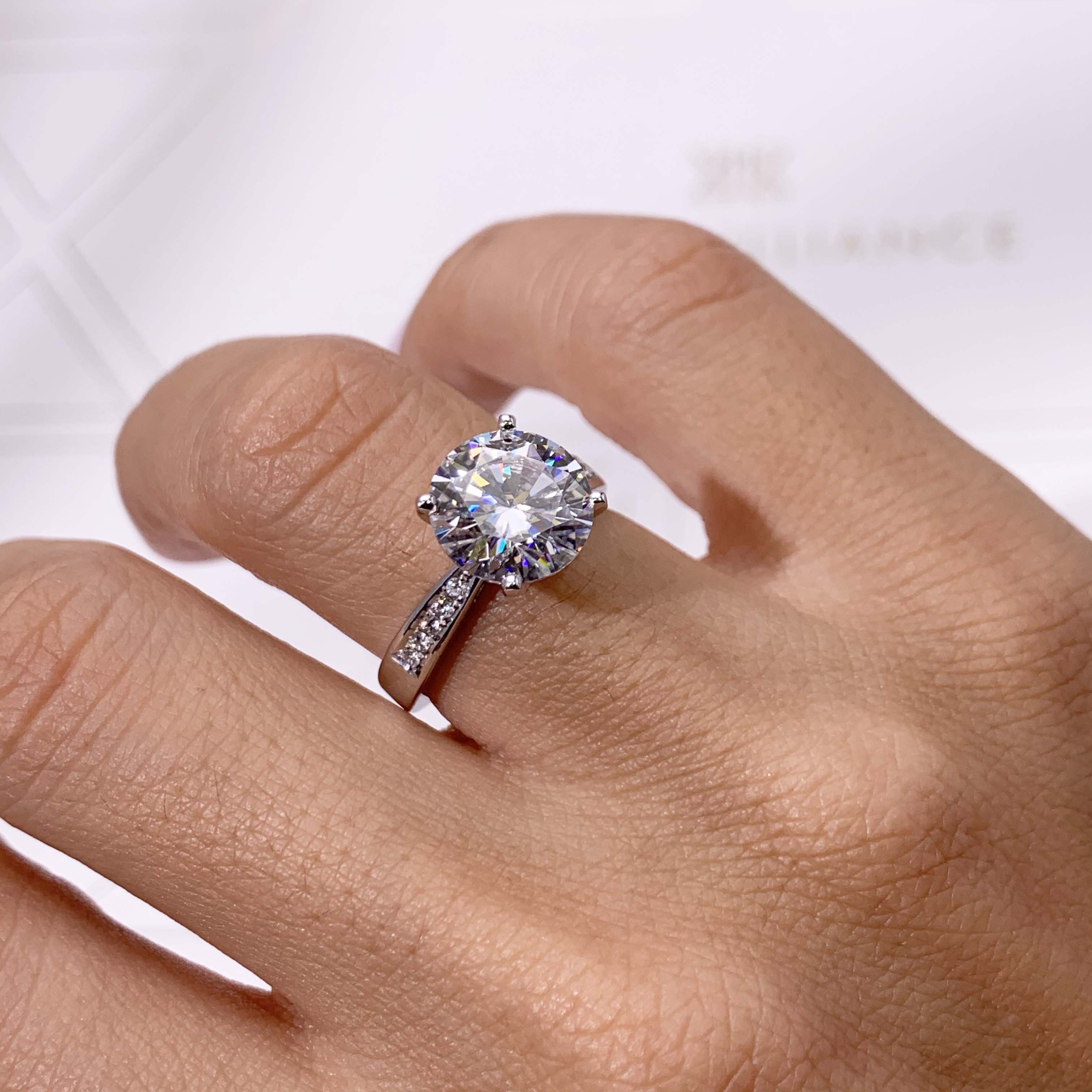 Margaret Moissanite & Diamonds Ring   (3.22 Carat) -14K White Gold