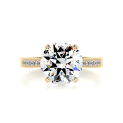 Margaret Moissanite & Diamond Ring -18K Yellow Gold