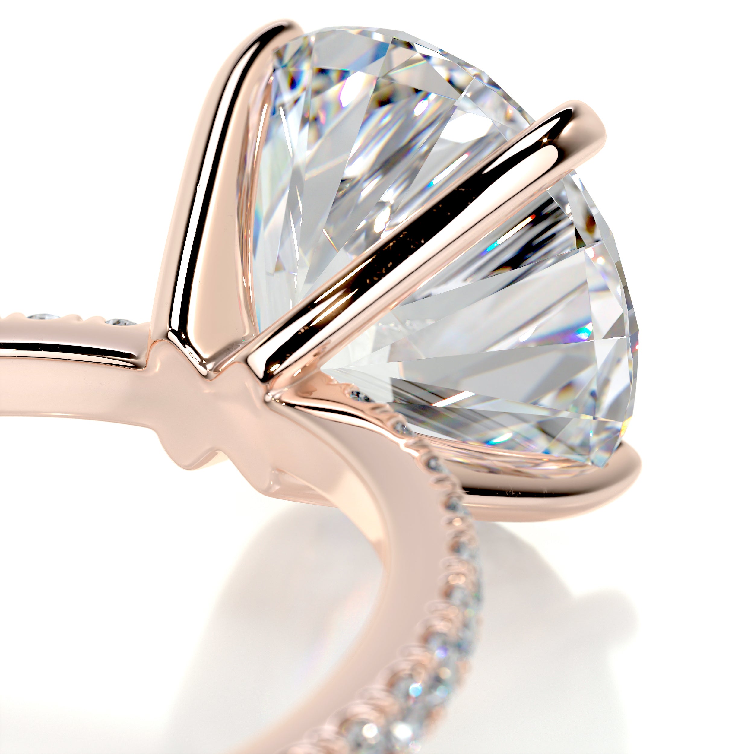 Stephanie Moissanite & Diamonds Ring   (3.40 Carat) -14K Rose Gold