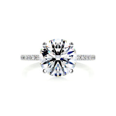 Stephanie Moissanite & Diamond Ring -18K White Gold