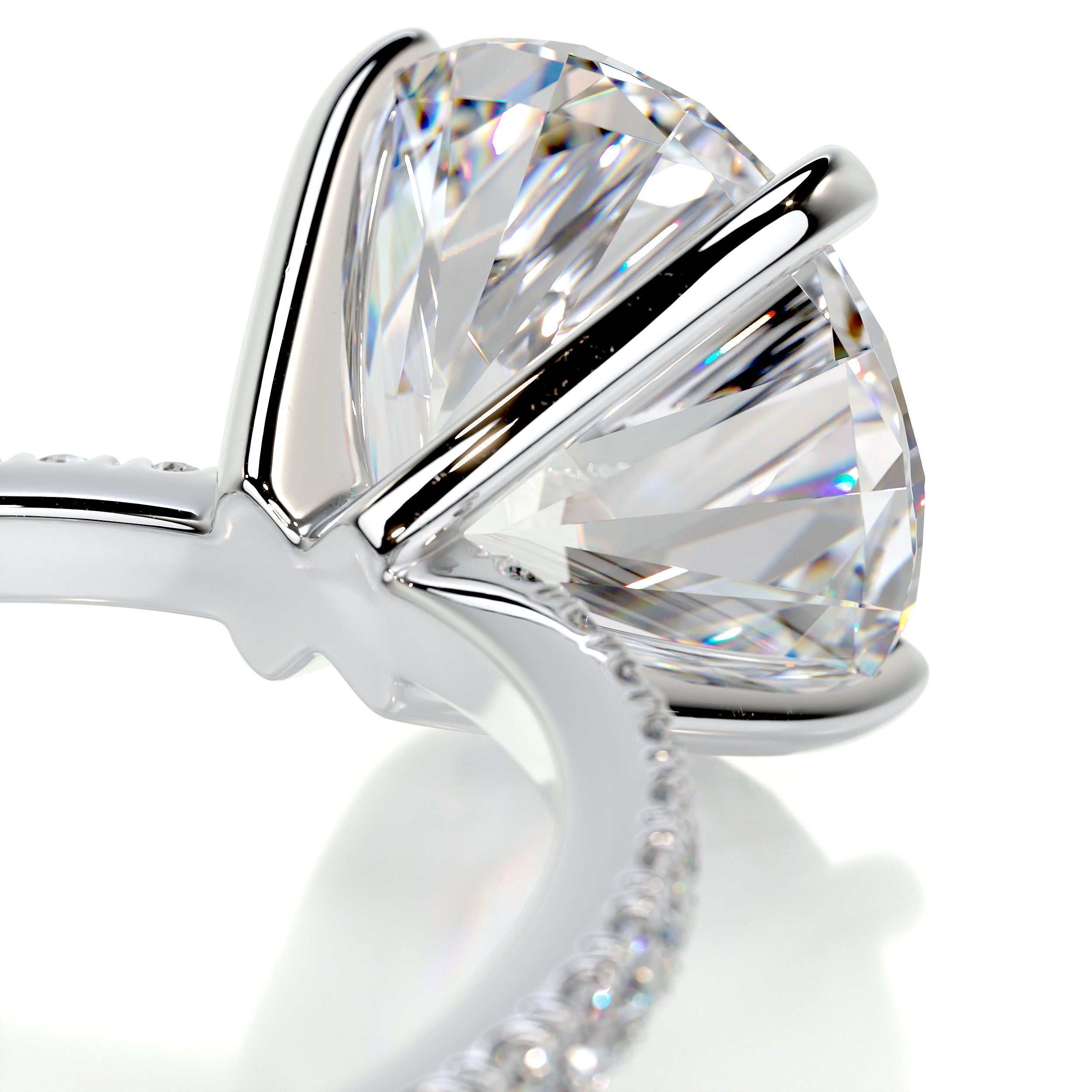 Stephanie Moissanite & Diamonds Ring   (3.40 Carat) -18K White Gold