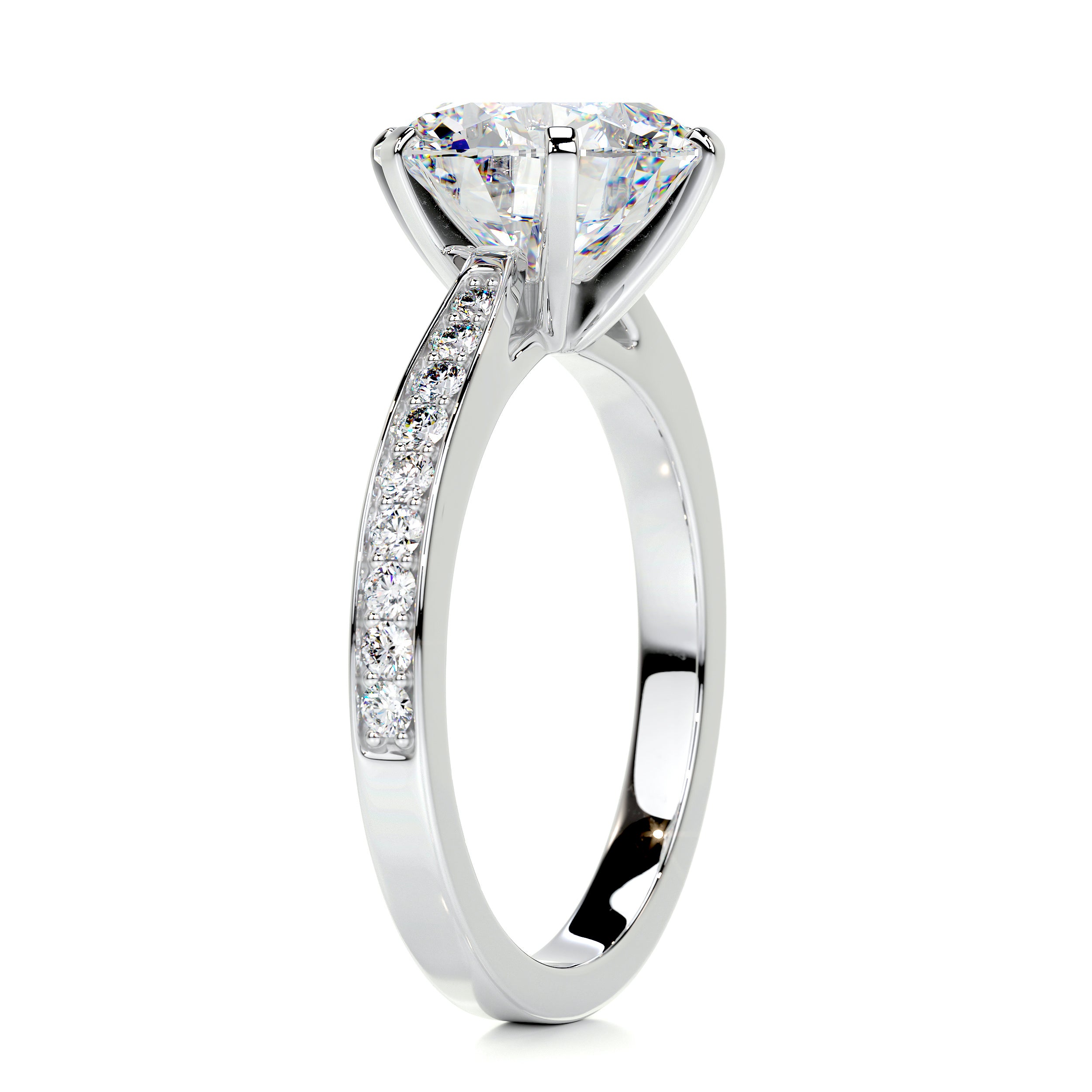 Talia Moissanite & Diamonds Ring   (3.30 Carat) -14K White Gold