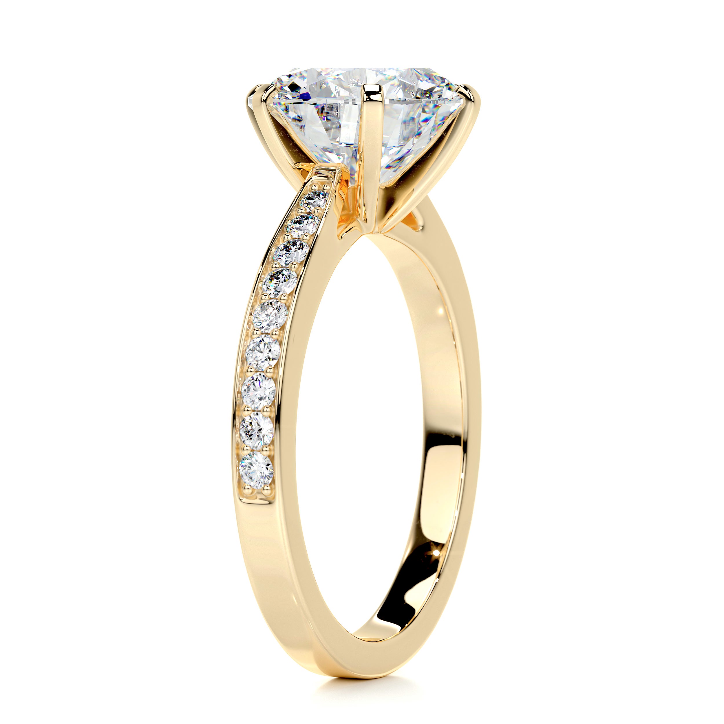 Talia Moissanite & Diamonds Ring   (3.30 Carat) -18K Yellow Gold