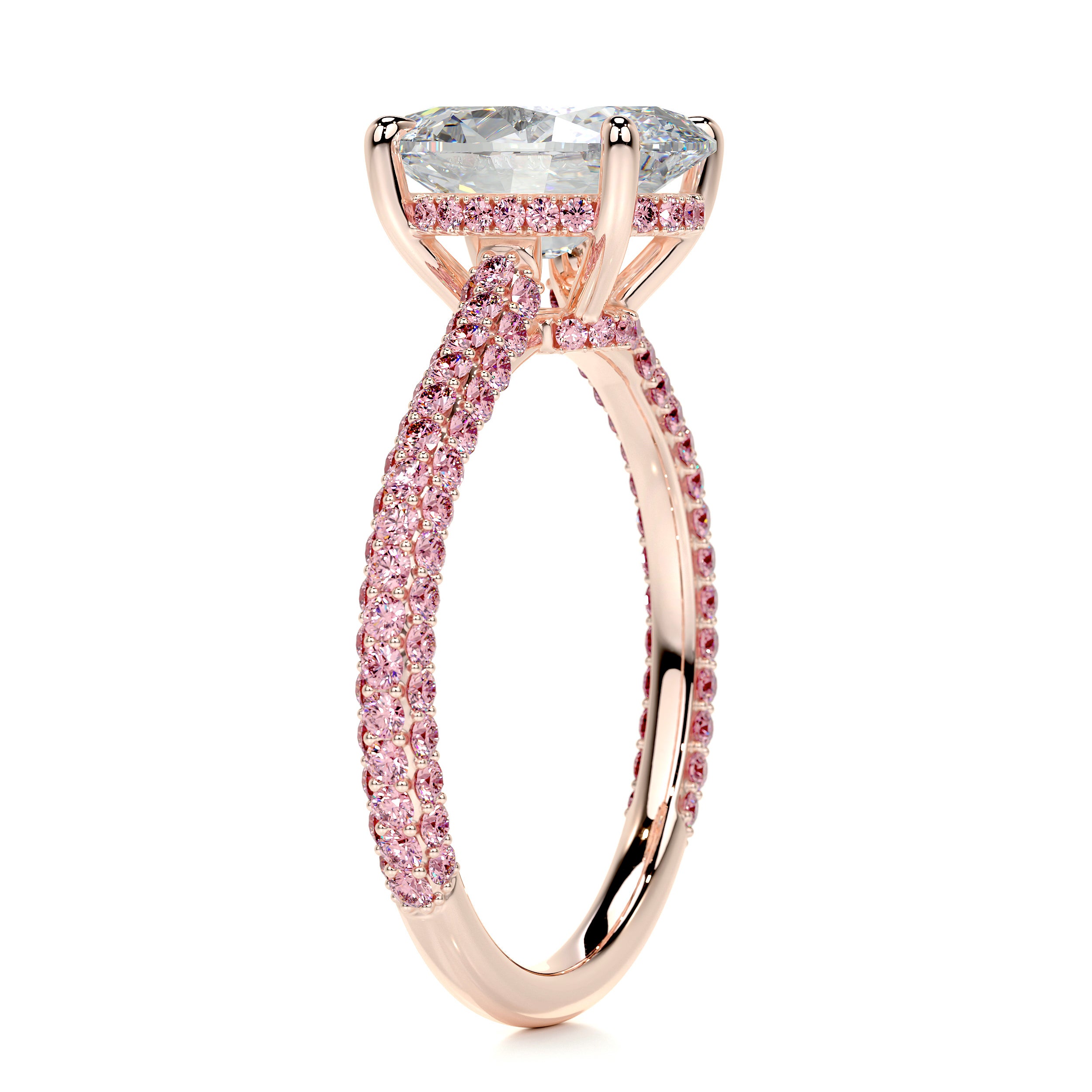 Rebecca Moissanite & Gemstones Ring   (3.5 Carat) -14K Rose Gold