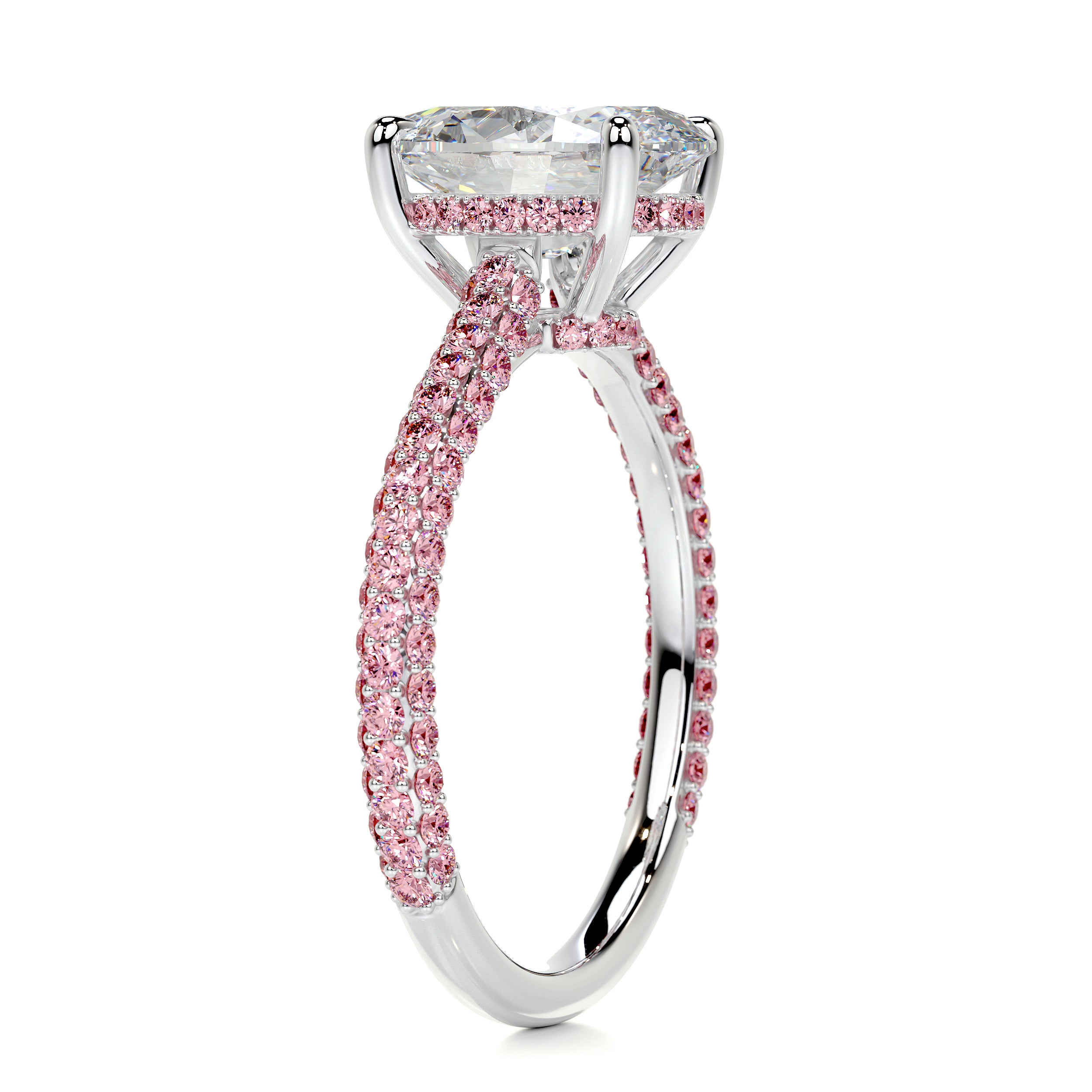 Rebecca Moissanite & Gemstones Ring   (3.5 Carat) -14K White Gold