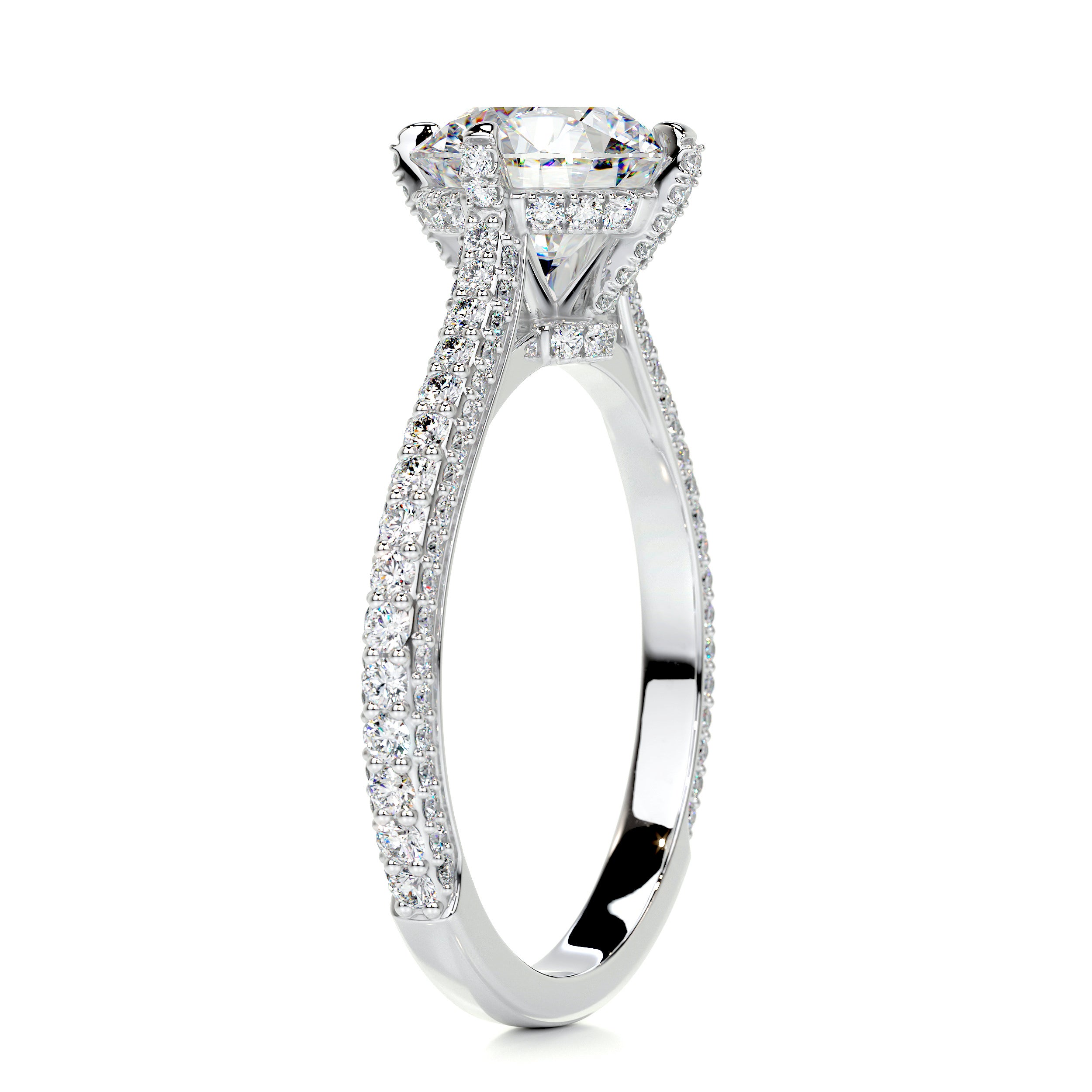 Jocelyn Moissanite & Diamonds Ring   (2.5 Carat) -14K White Gold