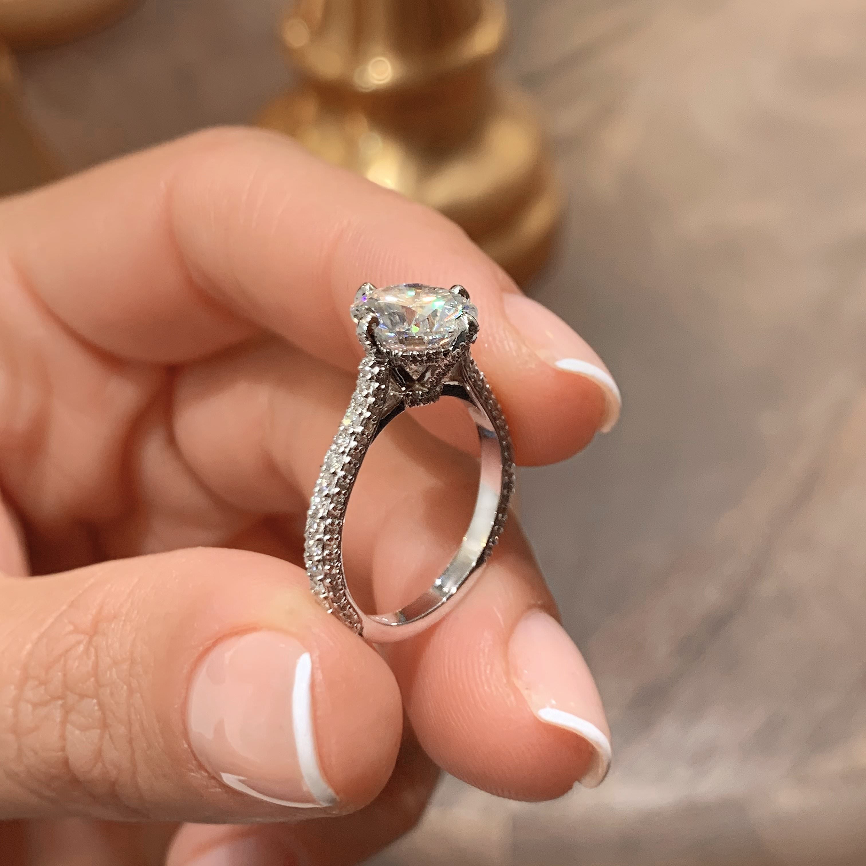 Jocelyn Moissanite & Diamonds Ring   (2.5 Carat) -18K White Gold