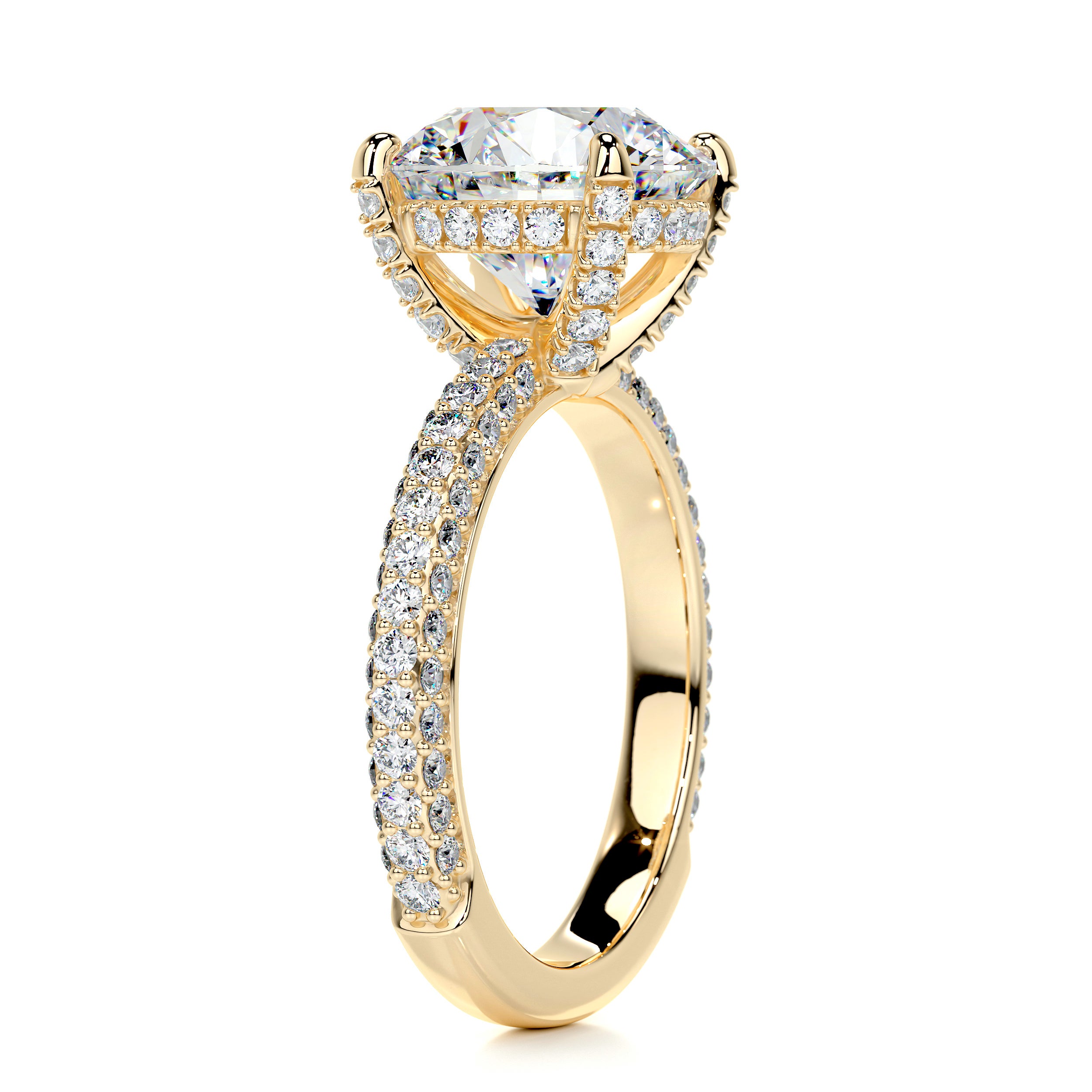 Lorena Moissanite & Diamonds Ring   (3.62 Carat) -18K Yellow Gold