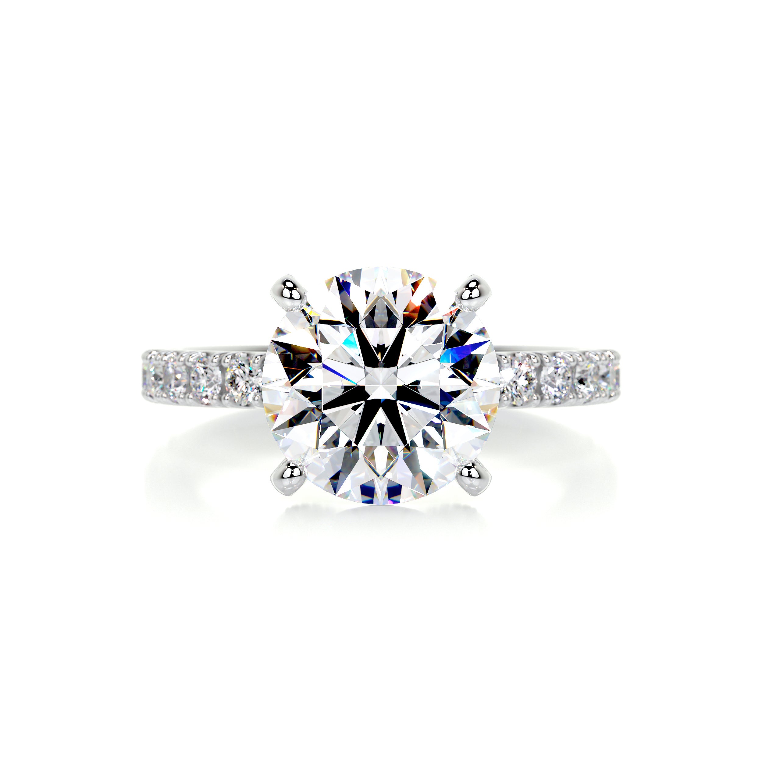 Alison Moissanite & Diamonds Ring   (3.75 Carat) -18K White Gold