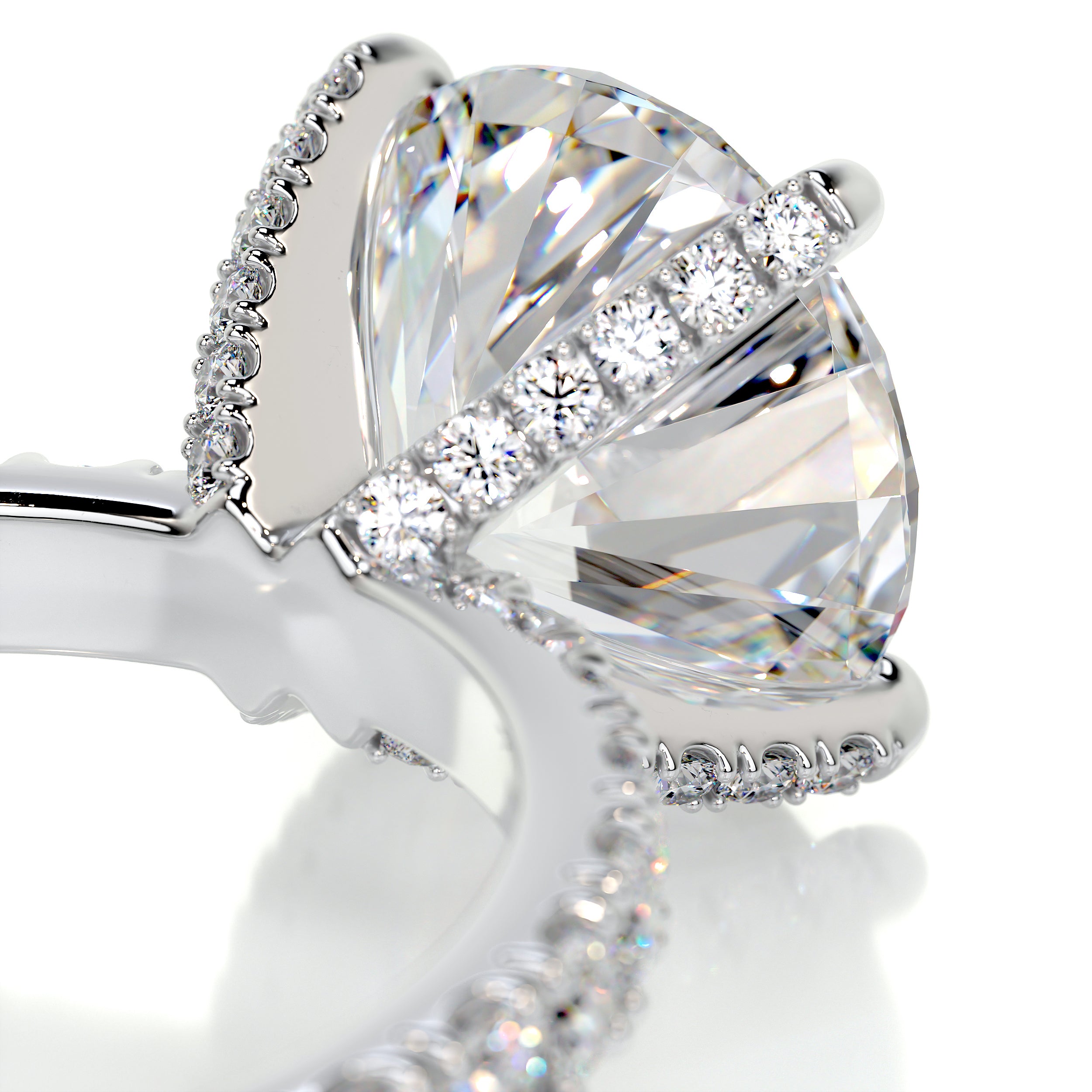 Alison Moissanite & Diamonds Ring   (3.75 Carat) -14K White Gold