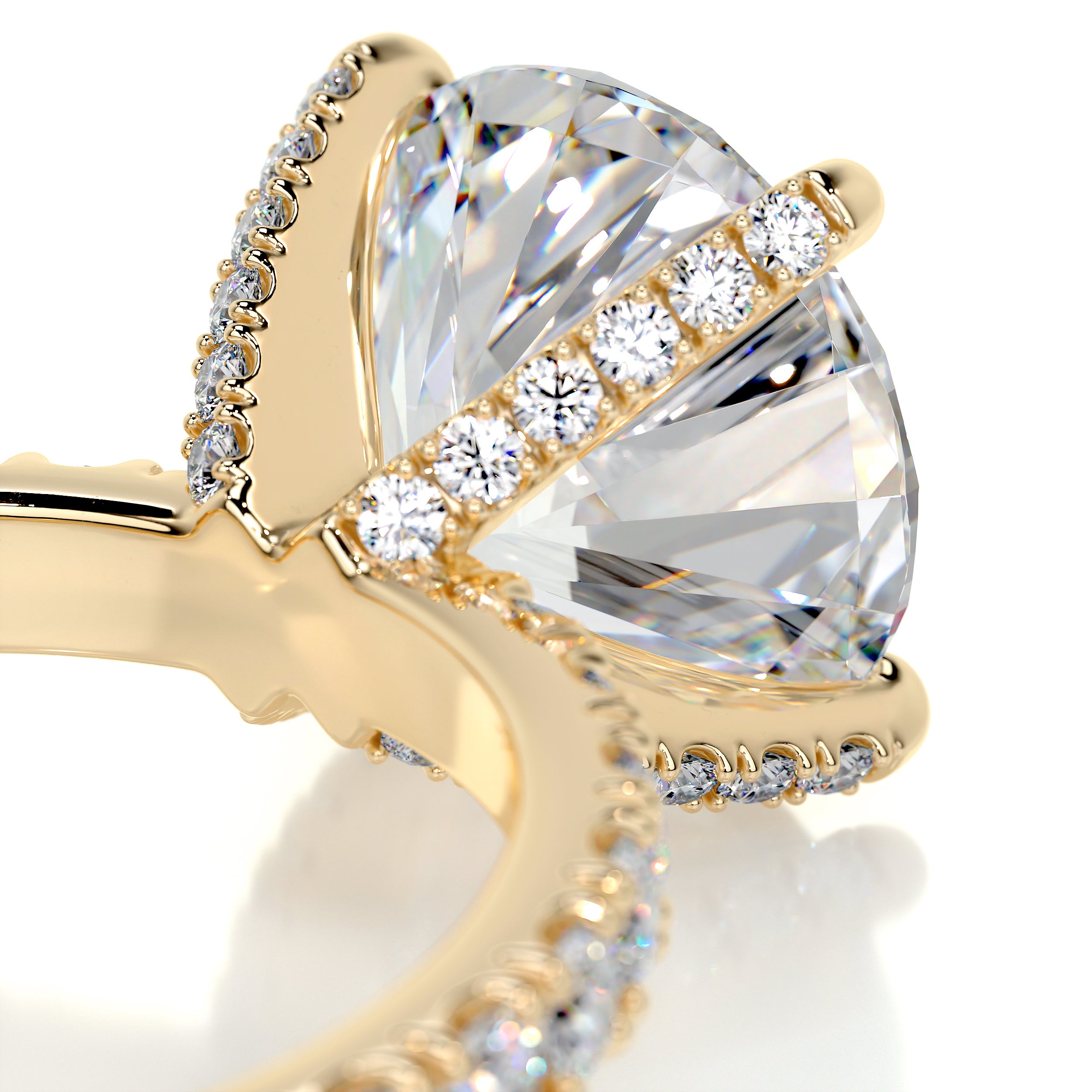 Alison Moissanite & Diamonds Ring   (3.75 Carat) -18K Yellow Gold