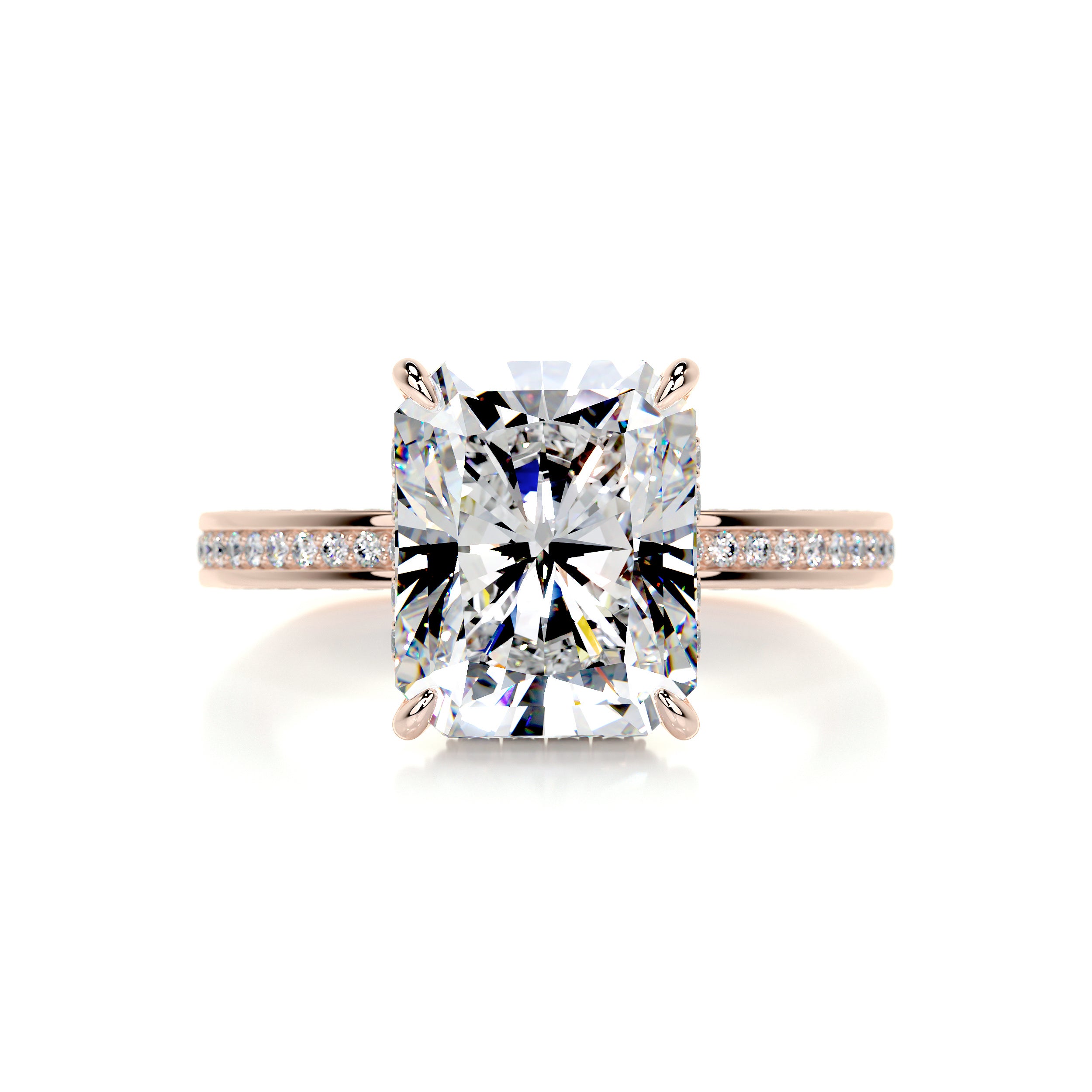 Pamela Moissanite & Diamonds Ring   (4.2 Carat) -14K Rose Gold