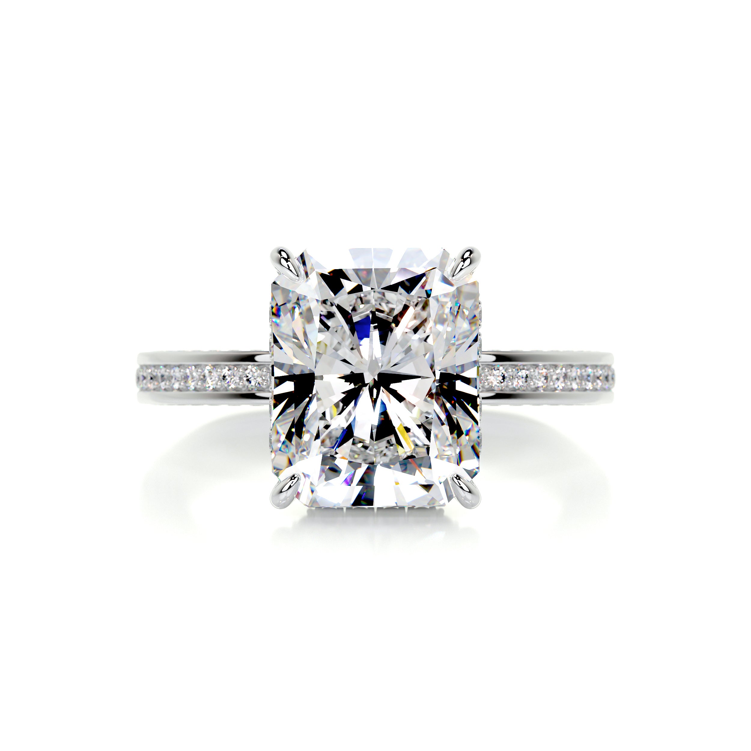 Pamela Moissanite & Diamonds Ring   (4.2 Carat) -14K White Gold