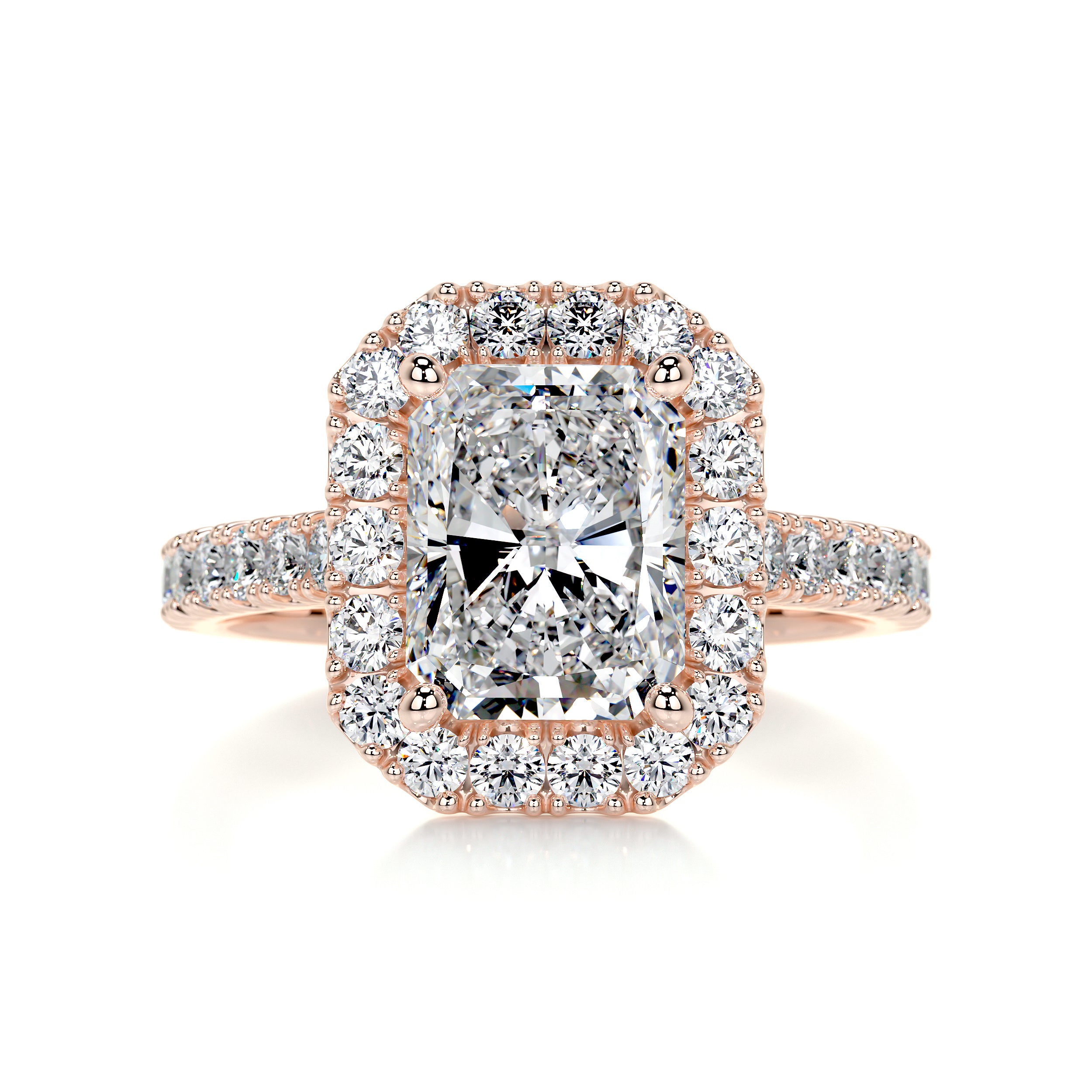 Andrea Moissanite & Diamonds Ring   (4.3 Carat) -14K Rose Gold