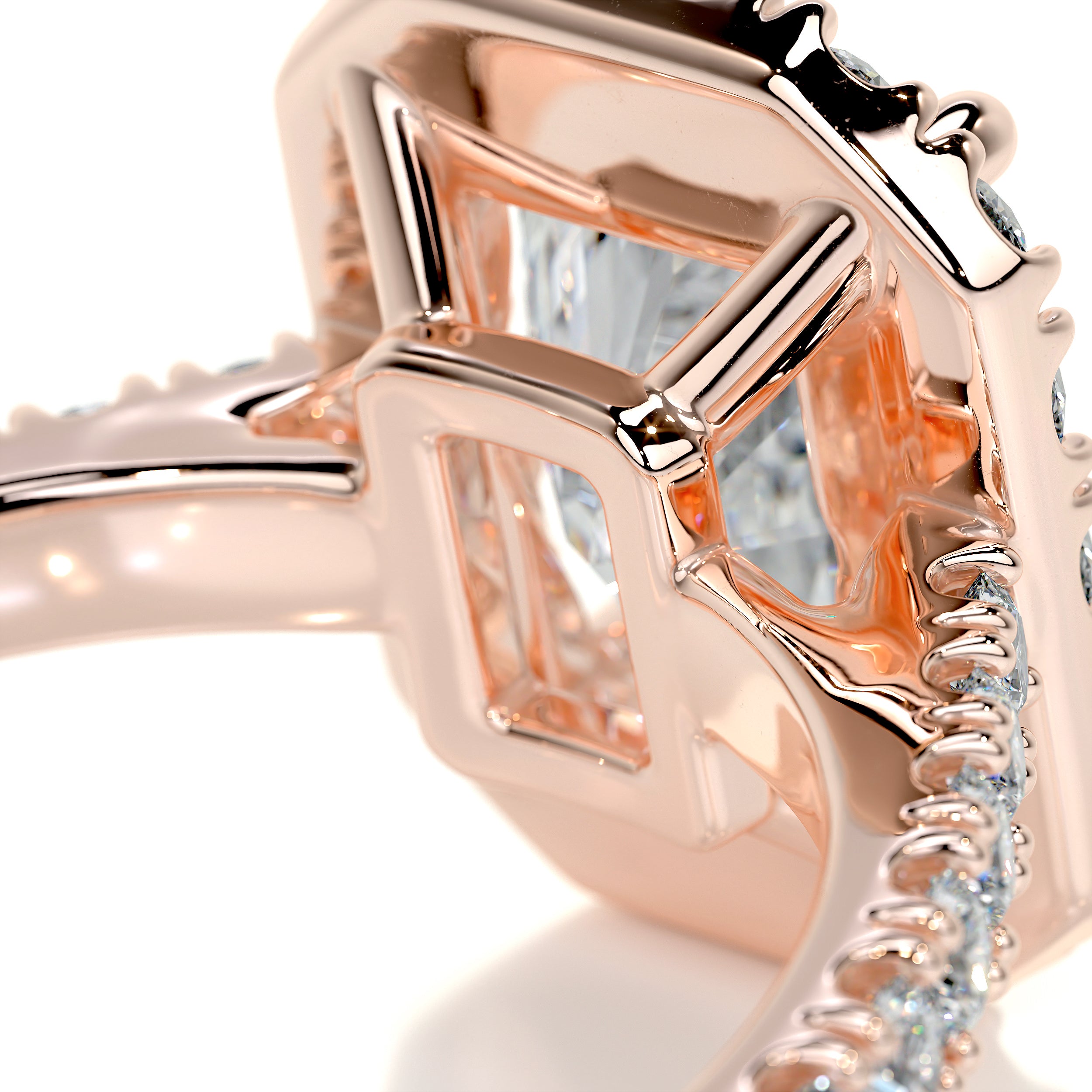 Andrea Moissanite & Diamonds Ring   (4.3 Carat) -14K Rose Gold