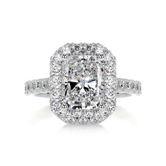 Andrea Moissanite & Diamond Ring -18K White Gold