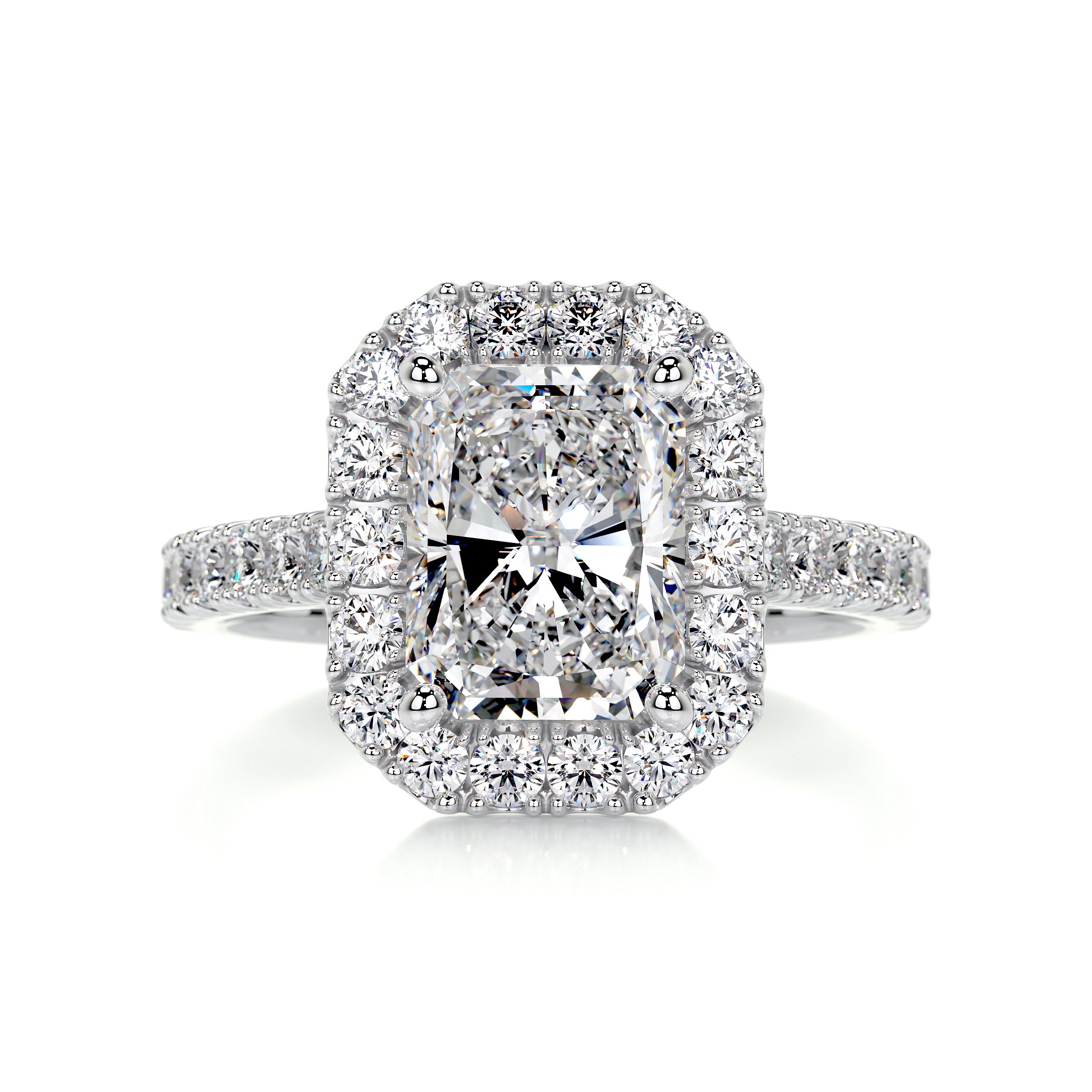 Andrea Moissanite & Diamonds Ring   (4.3 Carat) -14K White Gold