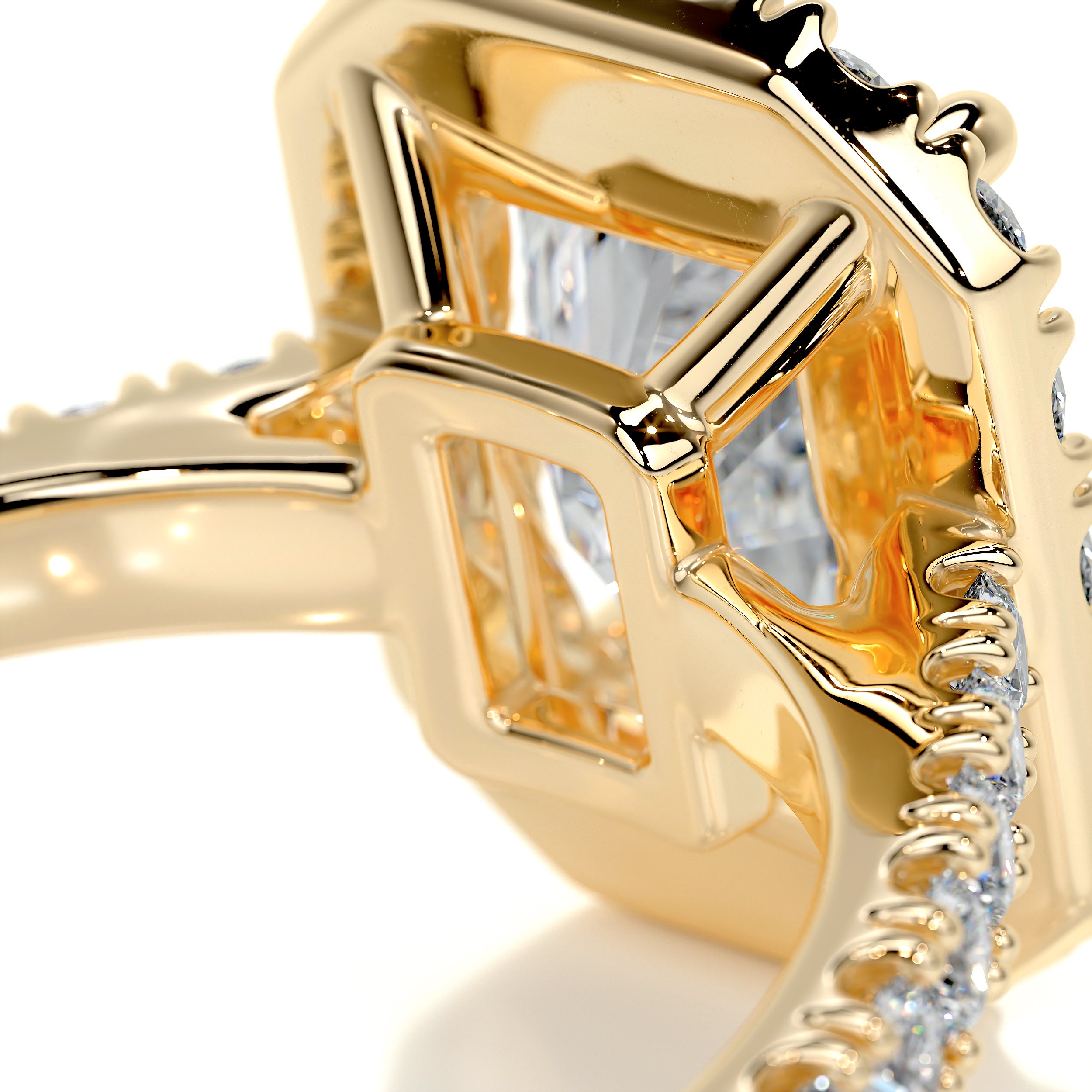 Andrea Moissanite & Diamonds Ring -18K Yellow Gold