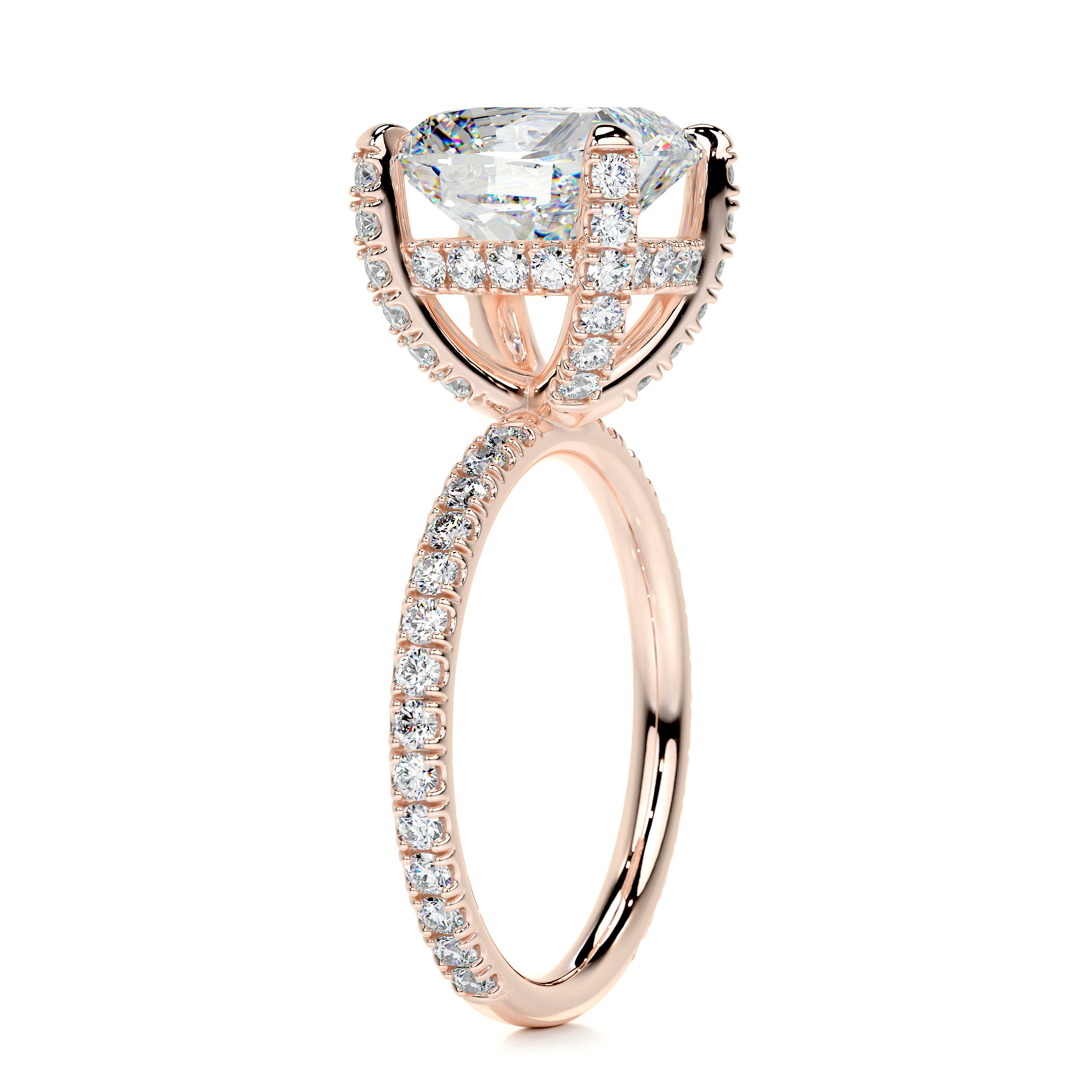 Quinn Moissanite & Diamonds Ring   (3 Carat) -14K Rose Gold